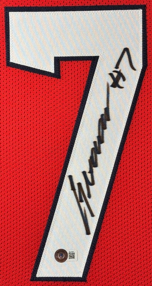 C.J. Stroud Signed Houston Texans Jersey Framed Beckett COA - Close up of Number
