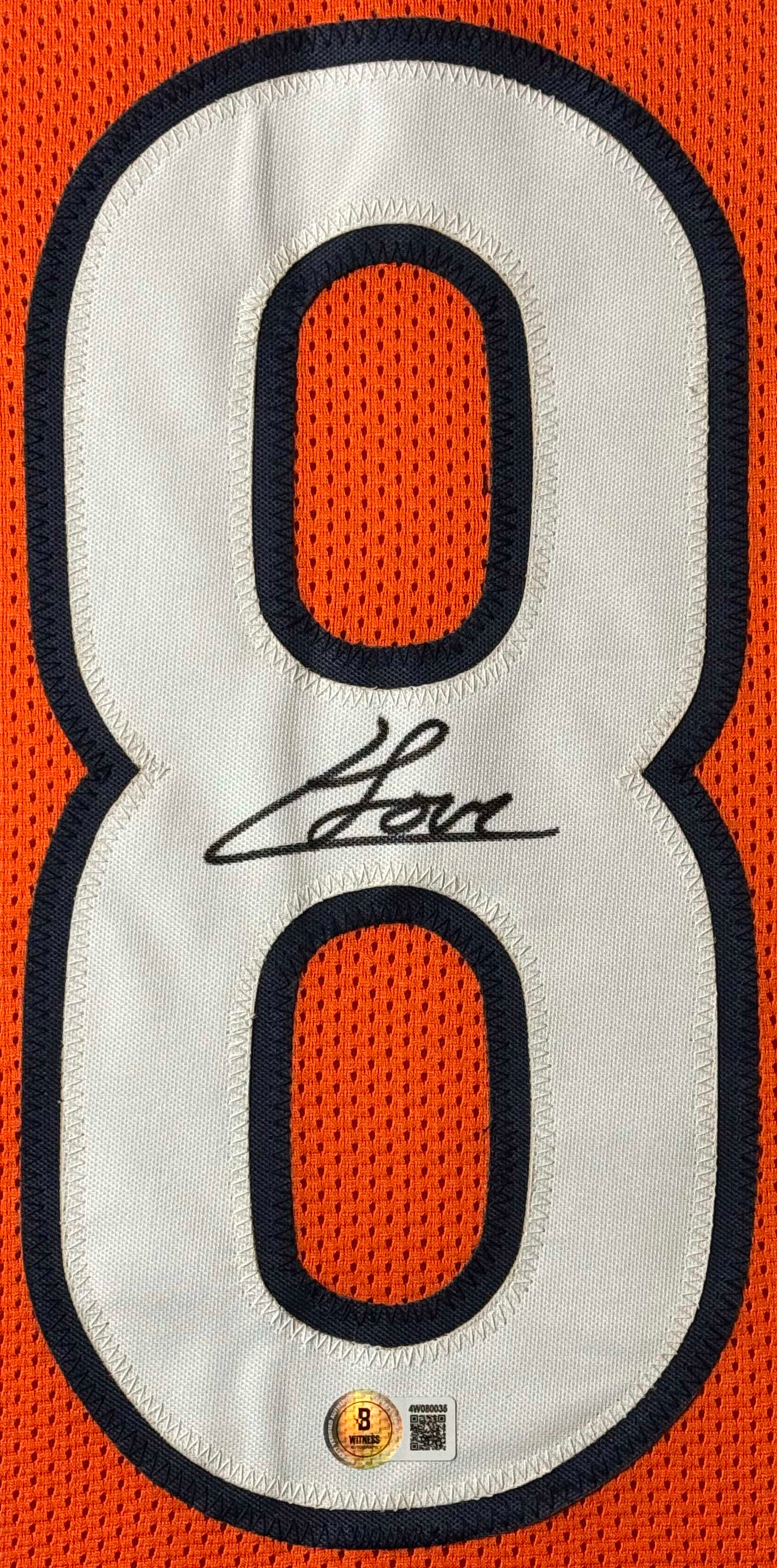 Colston Loveland Signed Chicago Bears Jersey Framed Beckett COA - Close up of Number