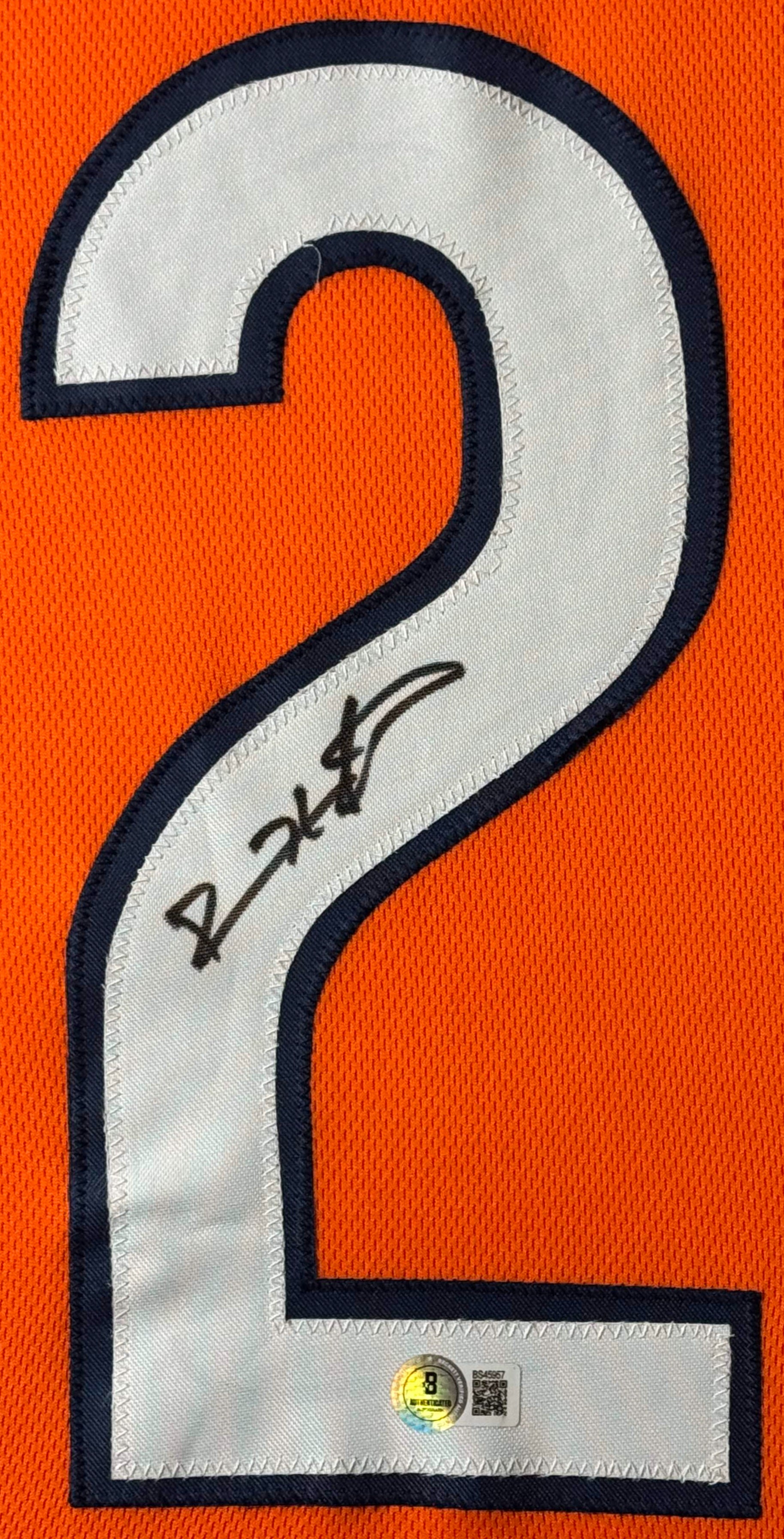 Devin Hester Signed Chicago Bears Jersey Framed Beckett COA - Close up of Number