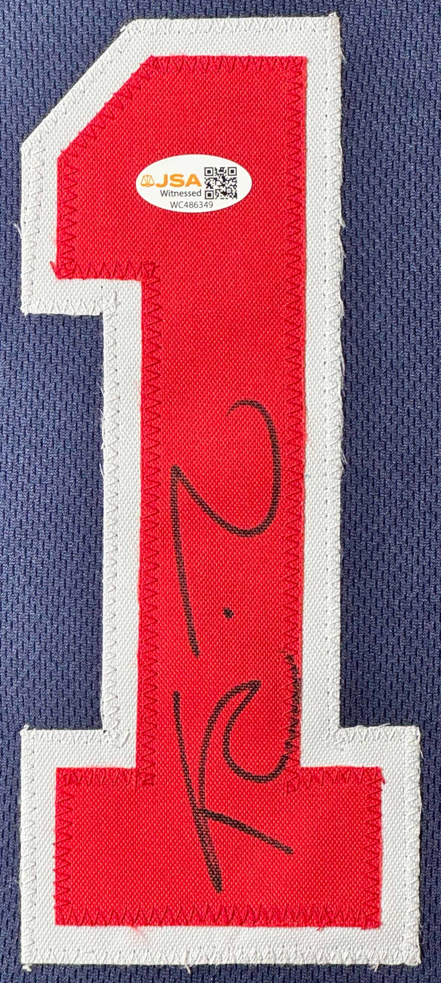 Kevin Garnett Signed USA Jersey Framed JSA COA - Close up of Number