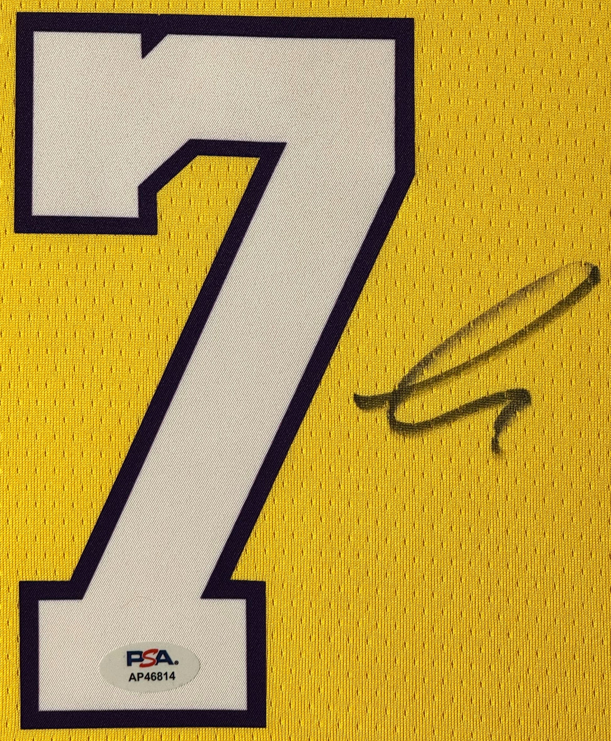 Luka Doncic Signed Los Angeles Lakers Nike Jersey Framed PSA COA - Close up of Number