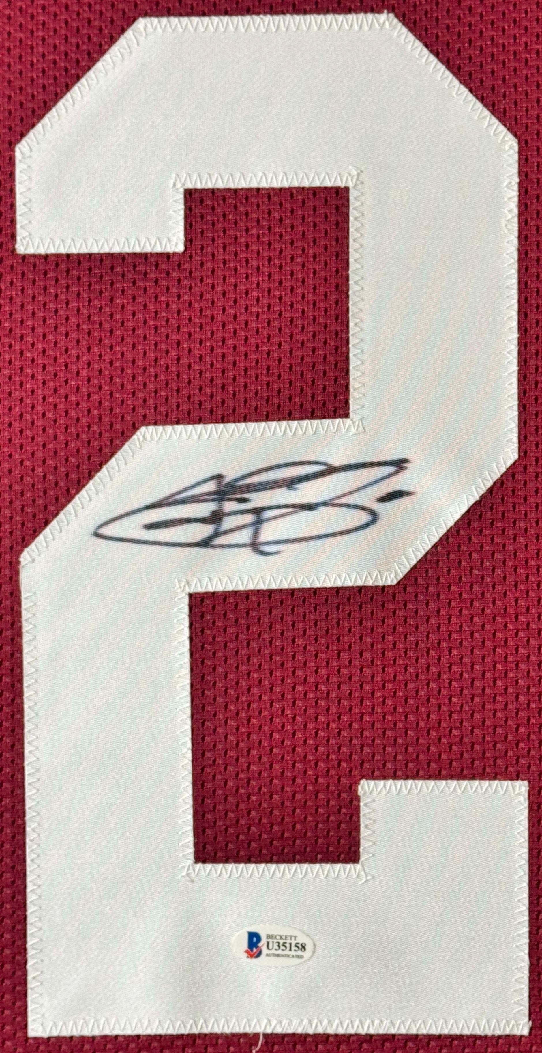 Johnny Manziel Signed Texas A&M Aggies Jersey Framed Beckett COA - Close up of Number