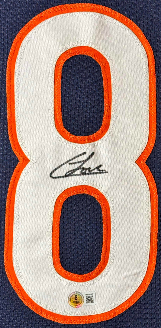 Colston Loveland Signed Chicago Bears Jersey Framed Beckett COA - Close up of Number