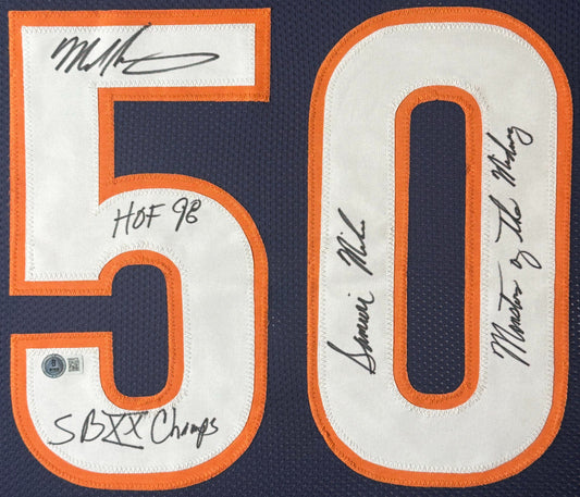 Mike Singletary Signed Chicago Bears Jersey Framed Beckett COA INSCRIBED - Close up of Number