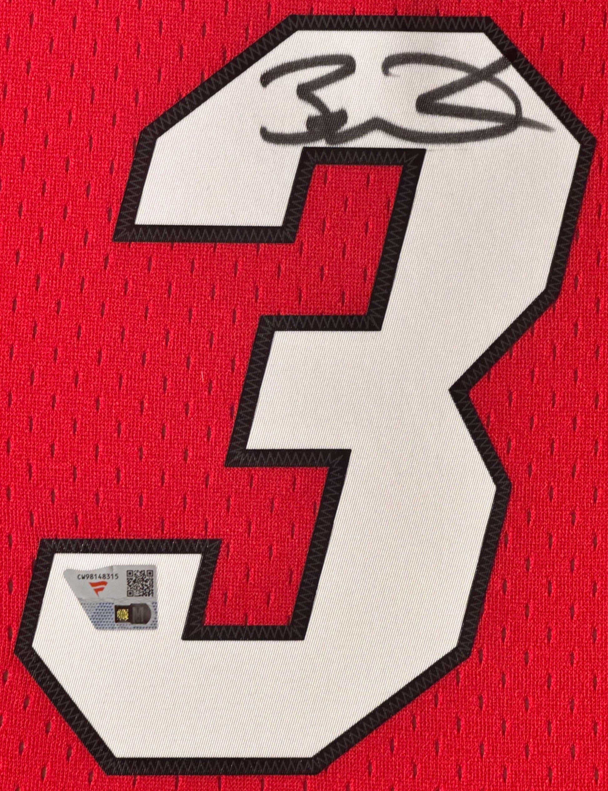 Dwayne Wade Signed Miami Heat Mitchell & Ness Jersey Framed Fanatics COA - Close up of Number