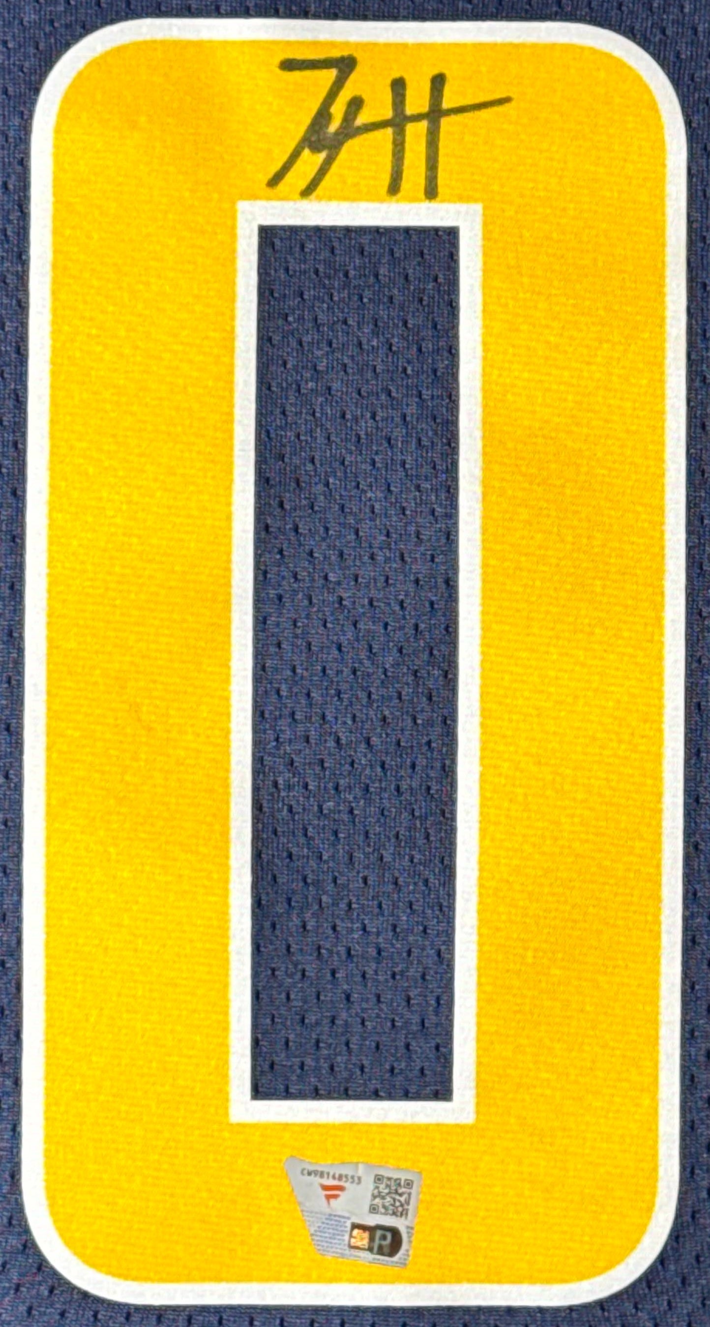 Tyrese Haliburton Signed Indiana Pacers Nike Jersey Framed Fanatics COA - Close up of Number