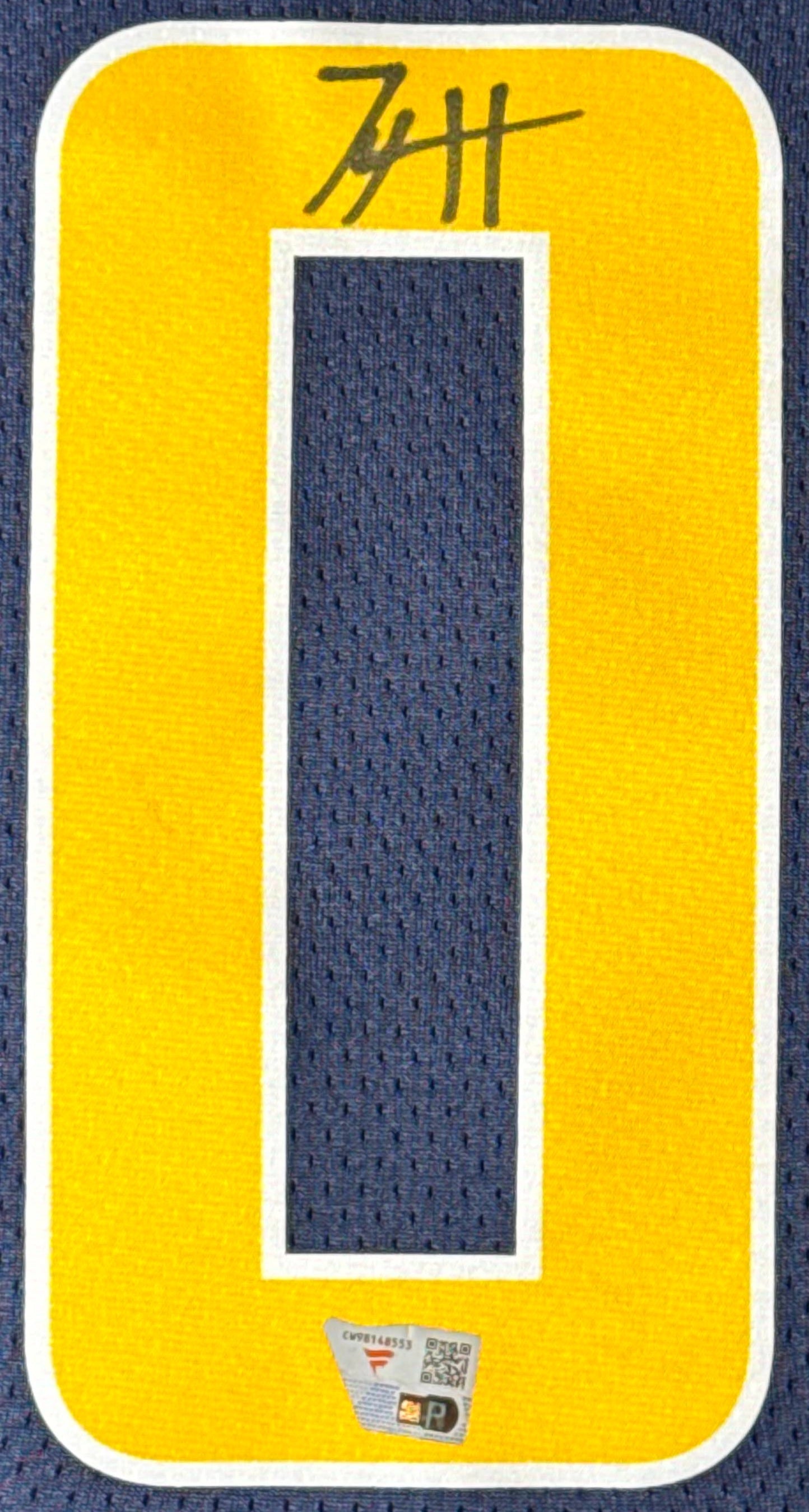 Tyrese Haliburton Signed Indiana Pacers Nike Jersey Framed Fanatics COA - Close up of Number