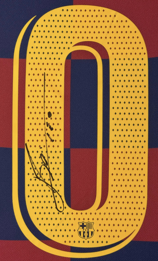 Lionel Messi Signed FC Barcelona Nike Jersey Framed Beckett LOA & COA - Close up of Number