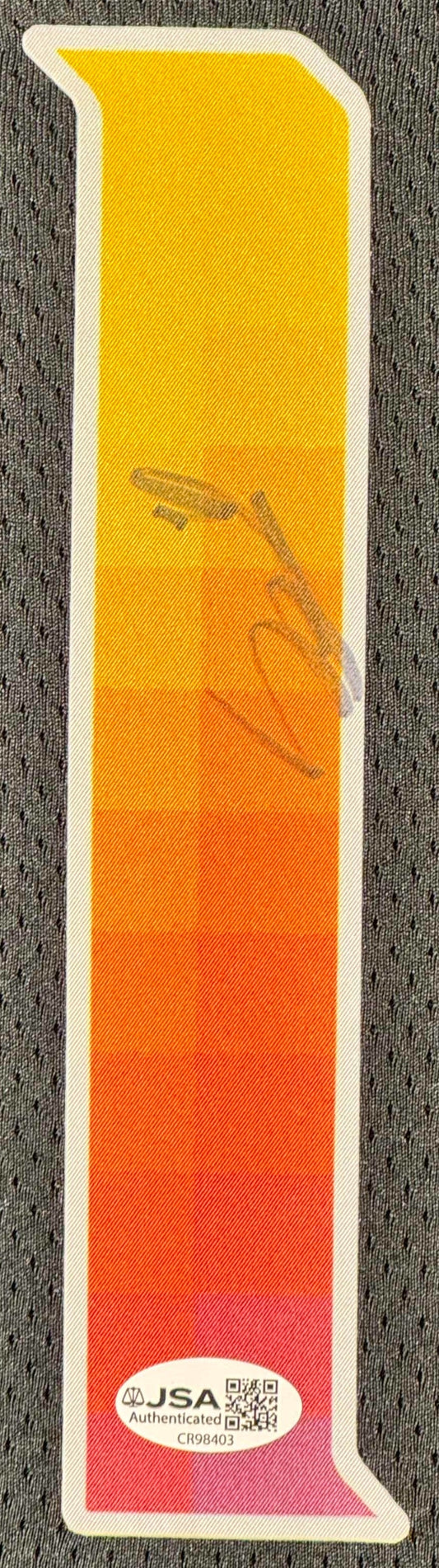 Devin Booker Signed Phoenix Suns Nike Jersey Framed JSA COA - Close up of Number