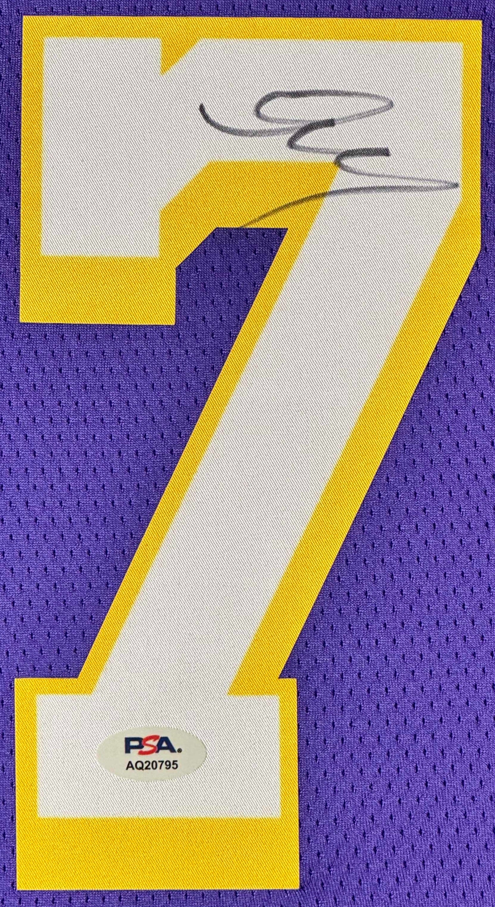 Luka Doncic Signed Los Angeles Lakers Nike Jersey Framed PSA COA - Close up of Number