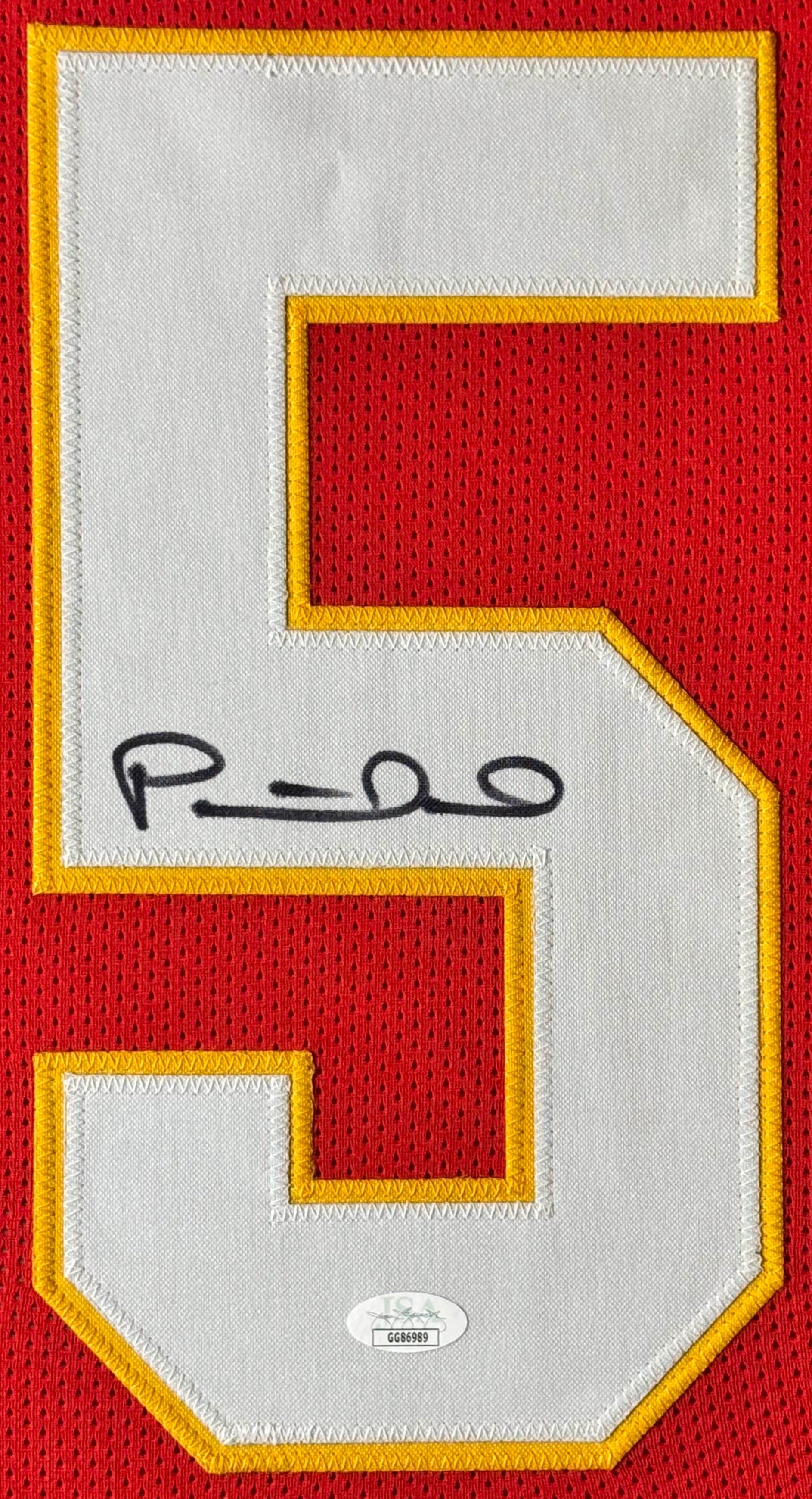 Patrick Mahomes Signed Kansas City Chiefs Jersey Framed JSA LOA & COA - Close up of Number