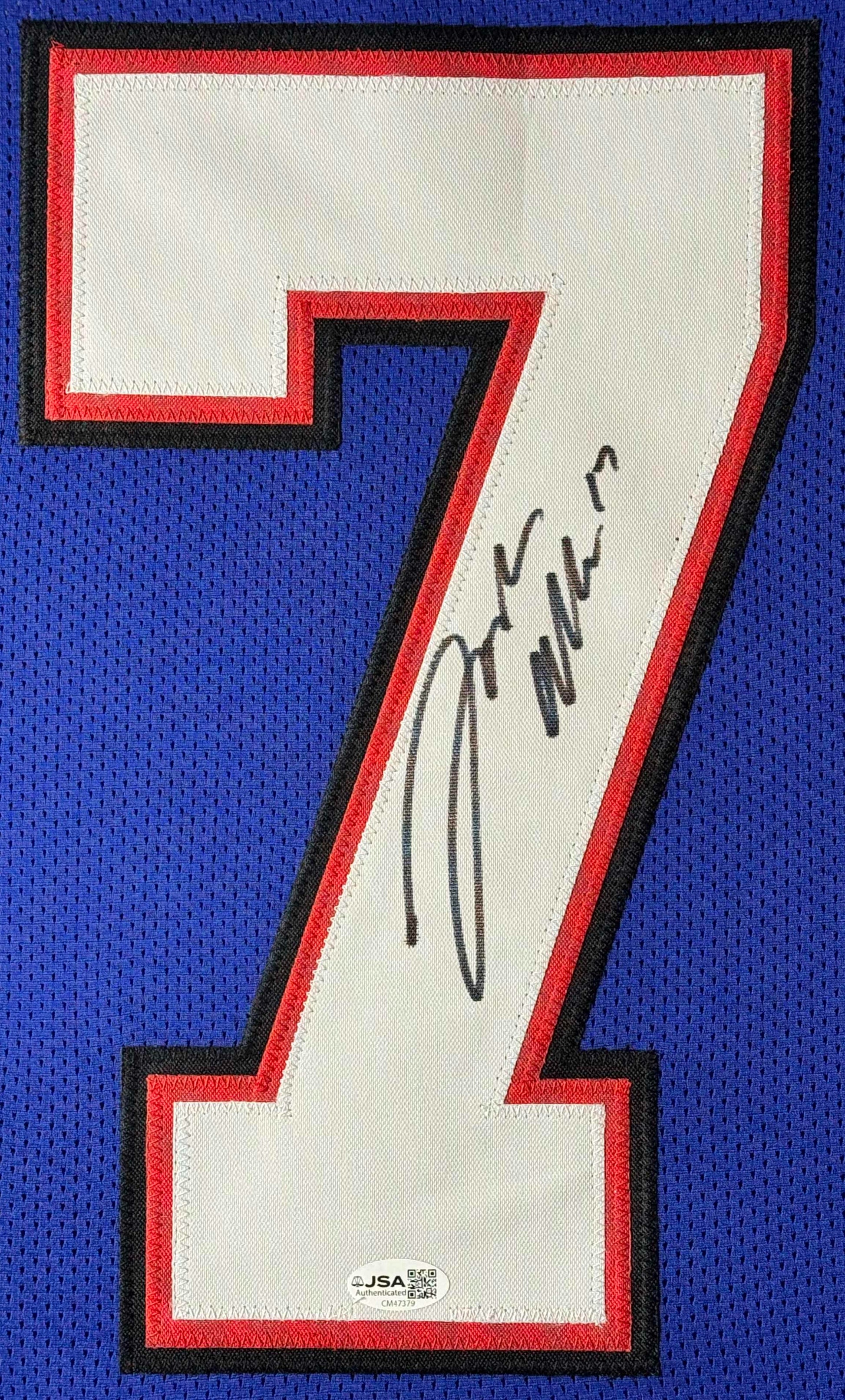 Josh Allen Signed Buffalo Bills Jersey Framed JSA COA - Close up of Number