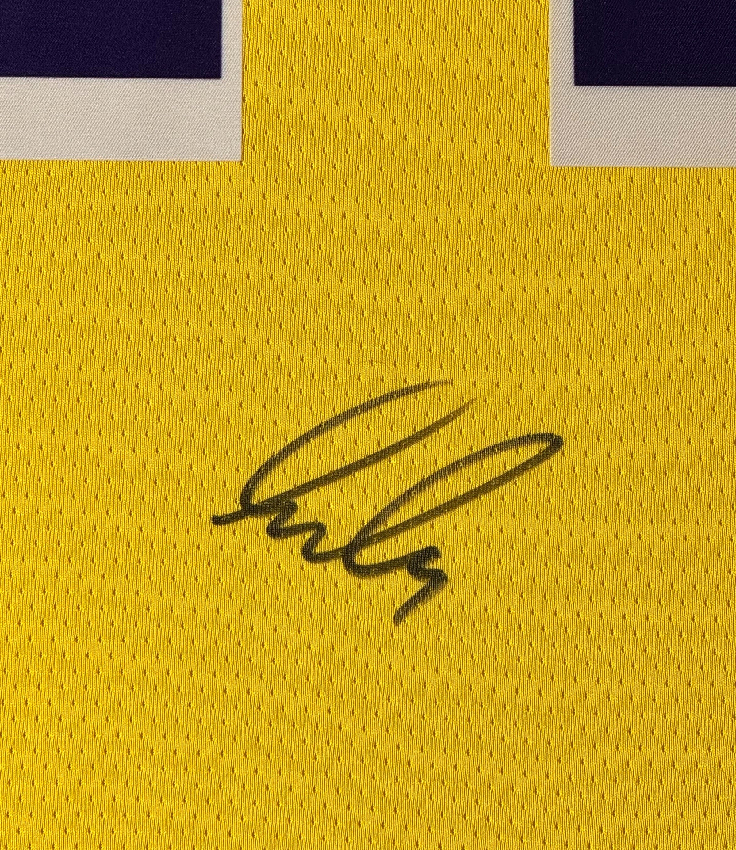 Luka Doncic Signed Los Angeles Lakers Nike Jersey Framed VIDEO PROOF + GRAD LOA - Close up of Number
