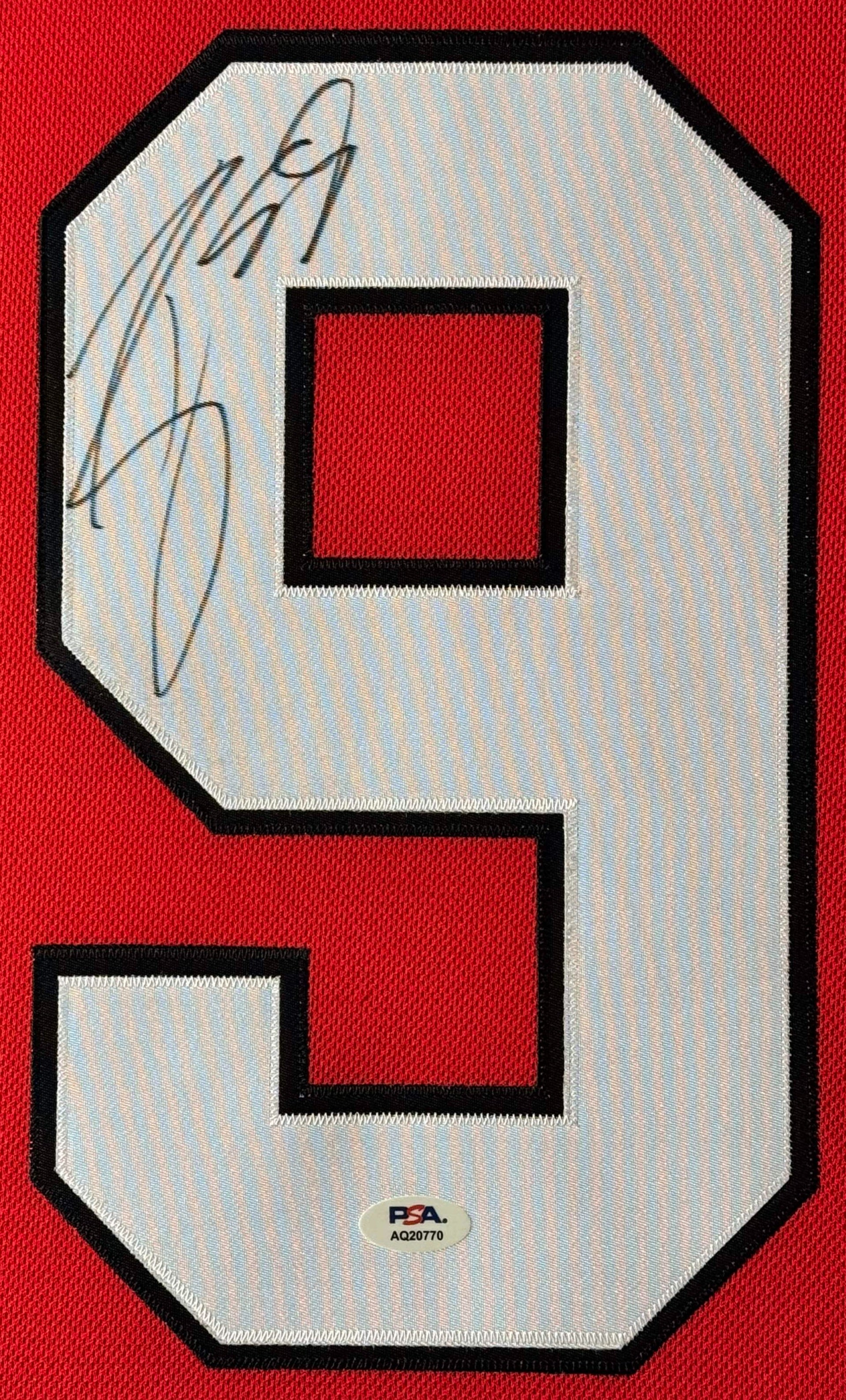 Tyler Bertuzzi Signed Chicago Blackhawks Fanatics Jersey Framed PSA COA - Close up of Number