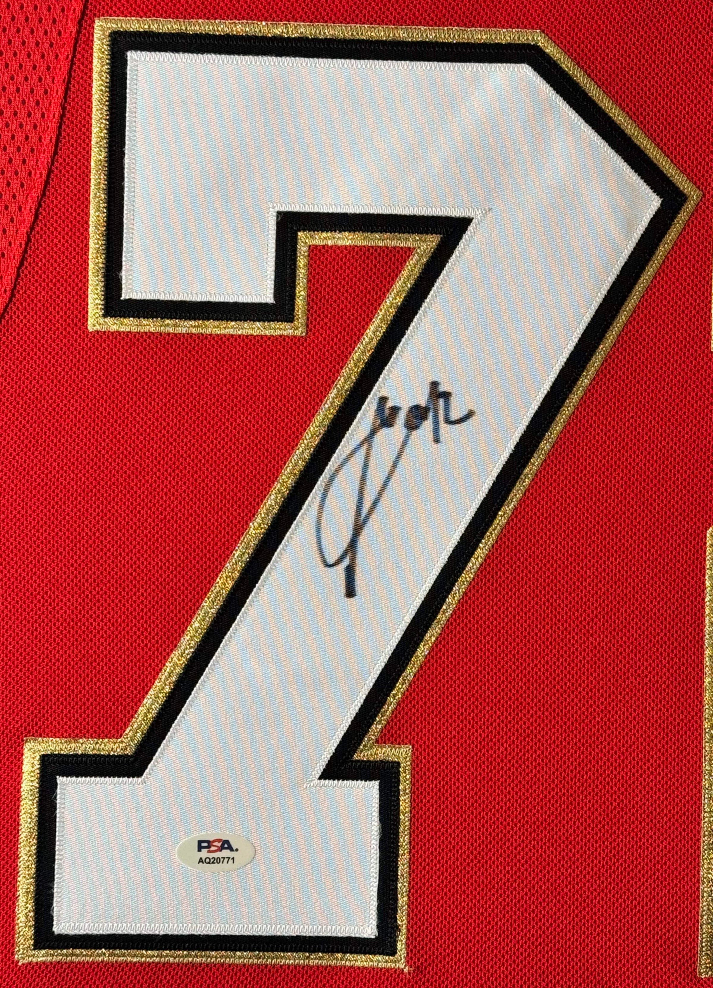 Alex Vlasic Signed Chicago Blackhawks Fanatics Jersey Framed PSA COA - Close up of Number