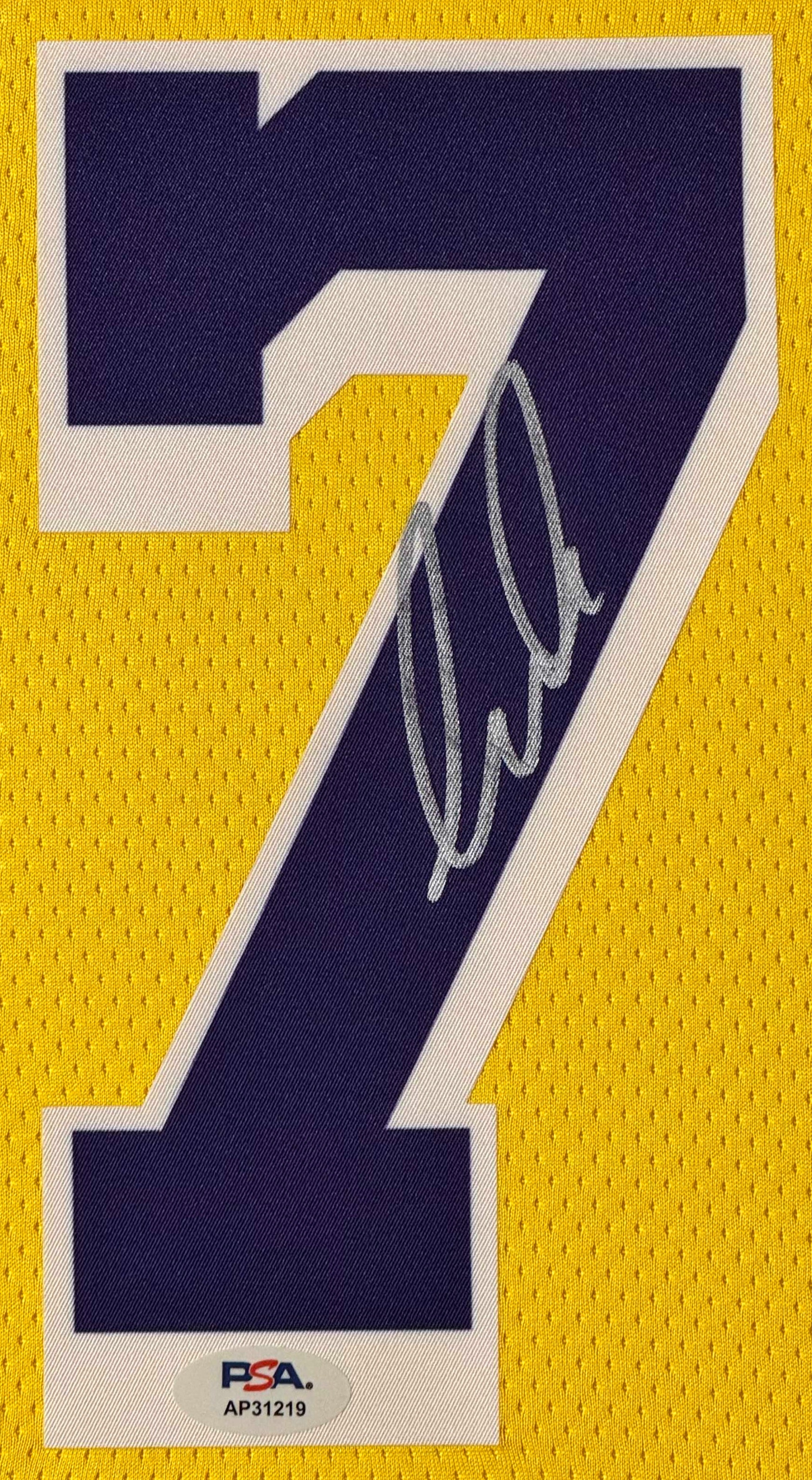 Luka Doncic Signed Los Angeles Lakers Nike Jersey Framed PSA COA - Close up of Number