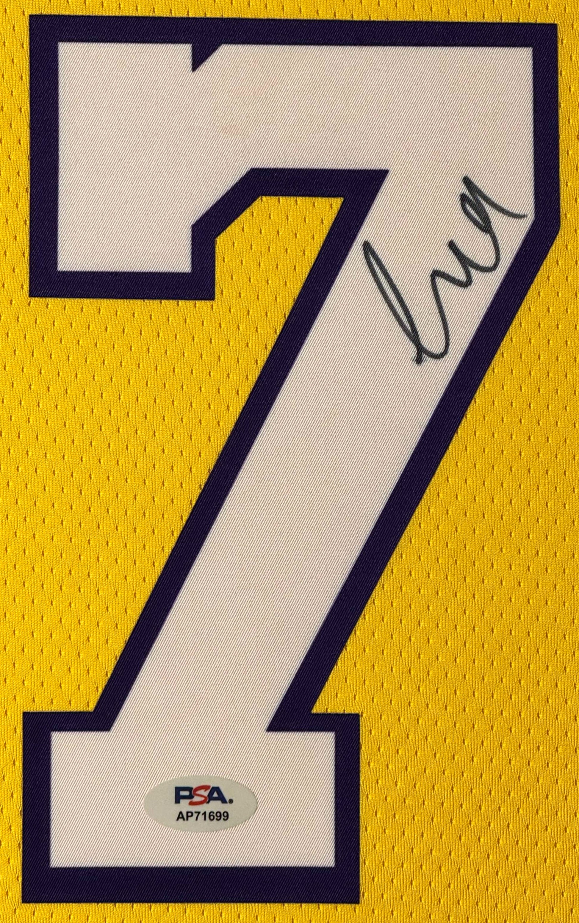 Luka Doncic Signed Los Angeles Lakers Nike Jersey Framed PSA COA - Close up of Number