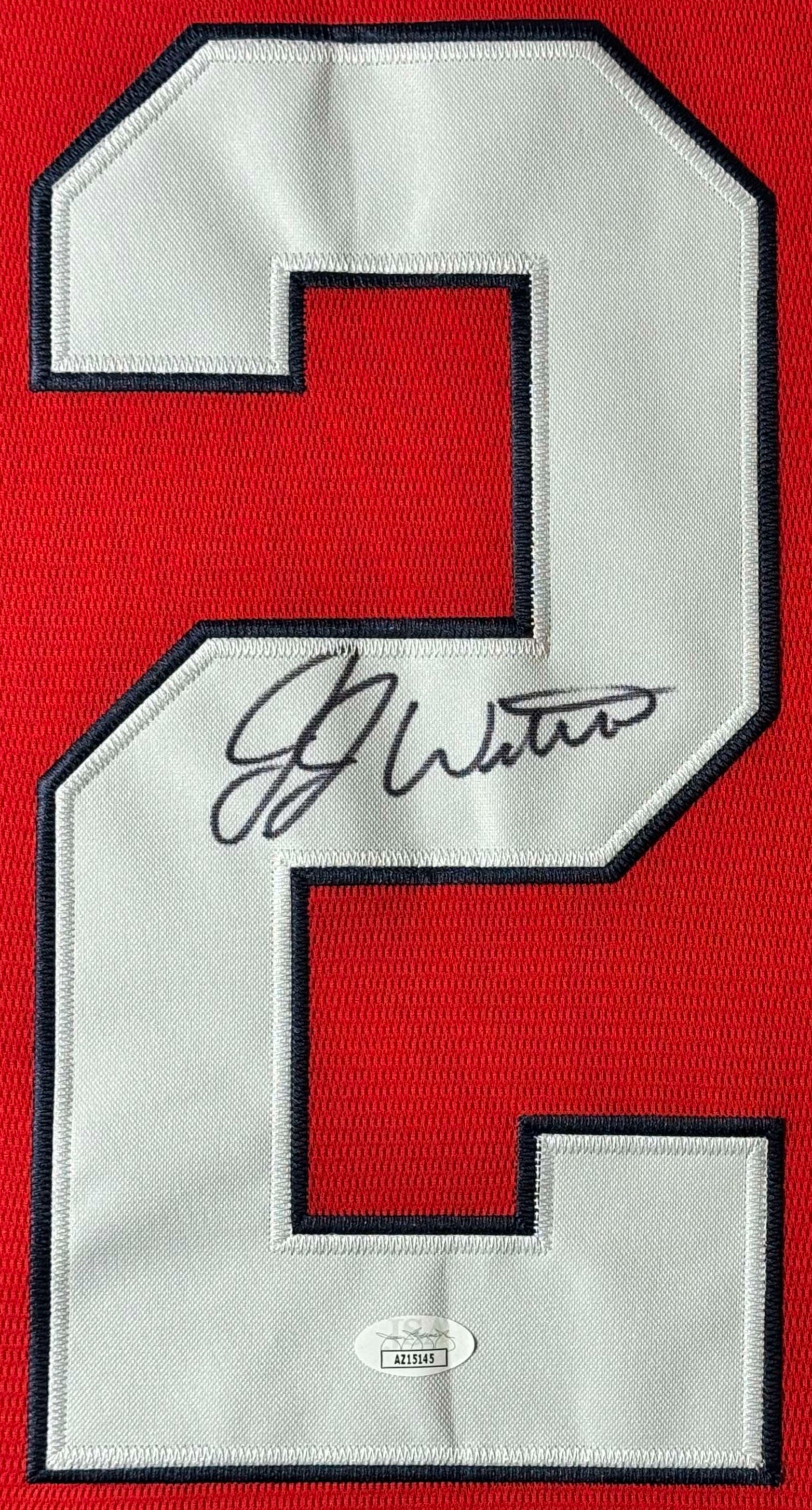 JJ Wetherholt Signed St. Louis Cardinals Nike Jersey Framed JSA COA - Close up of Number