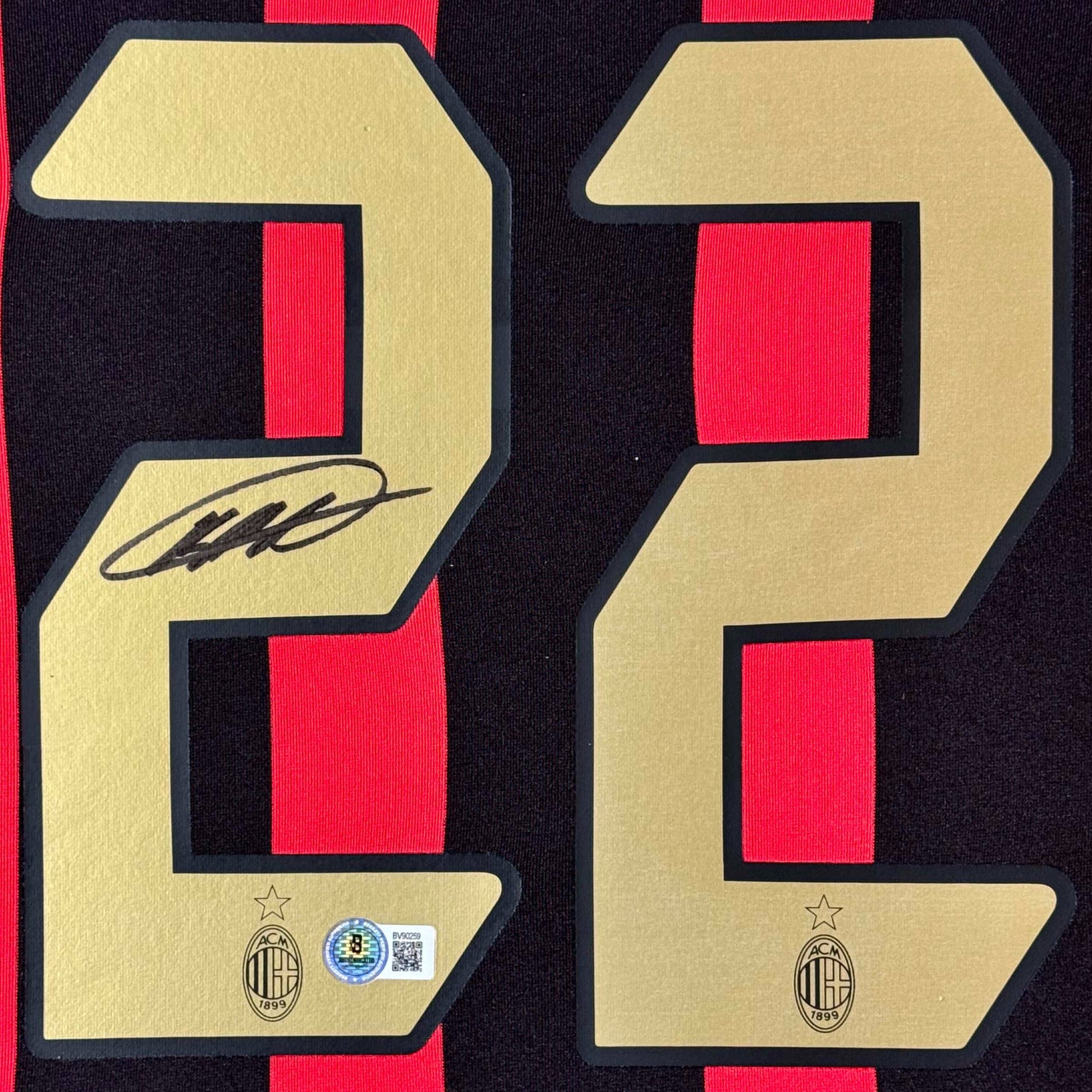 Kaka Signed AC Milan Adidas Jersey Framed Beckett COA - Close up of Number