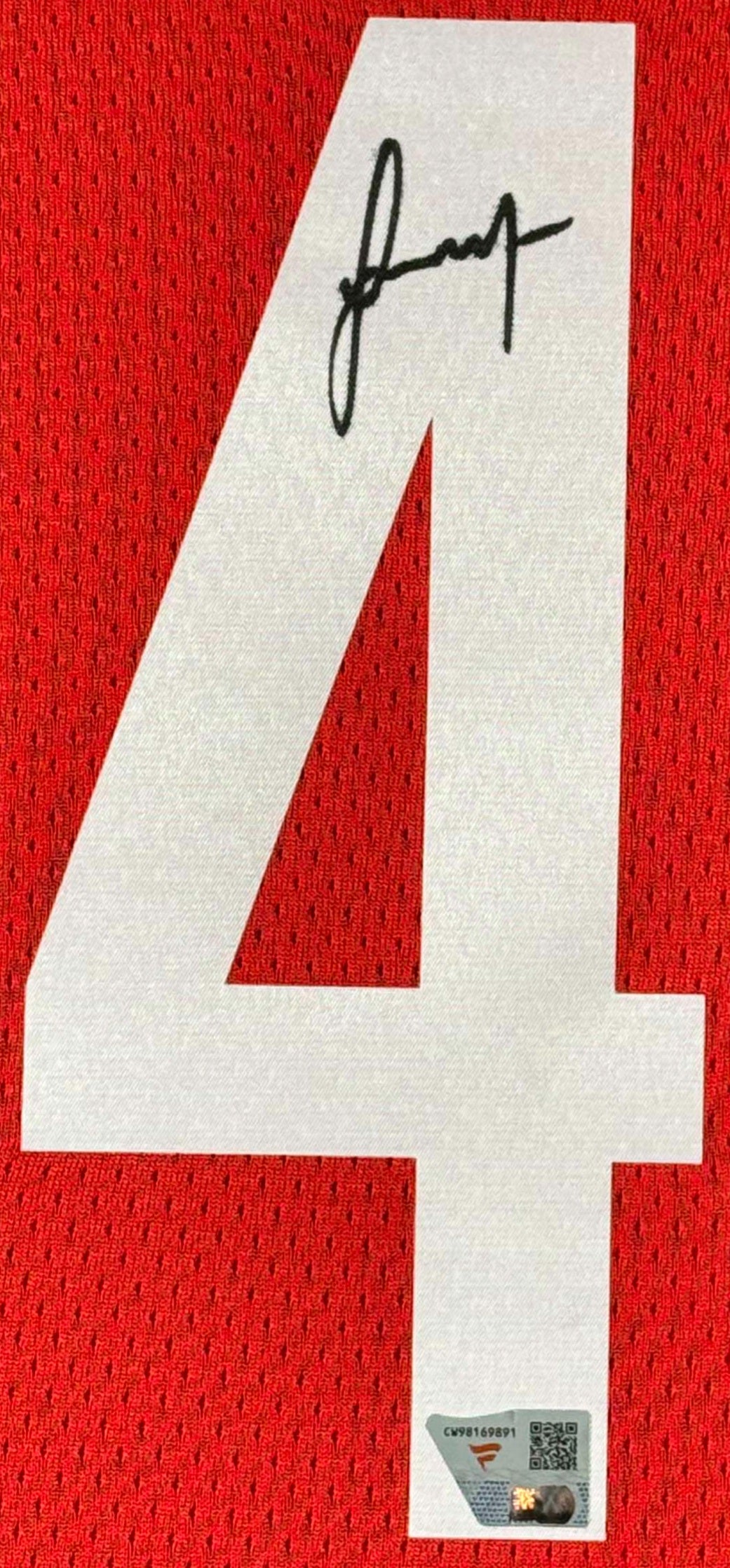 Jalen Green Signed Houston Rockets Nike Jersey Framed Fanatics COA - Close up of Number