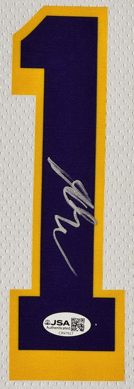 Austin Reaves Signed Los Angeles Lakers Nike Jersey Framed JSA COA - Close up of Number