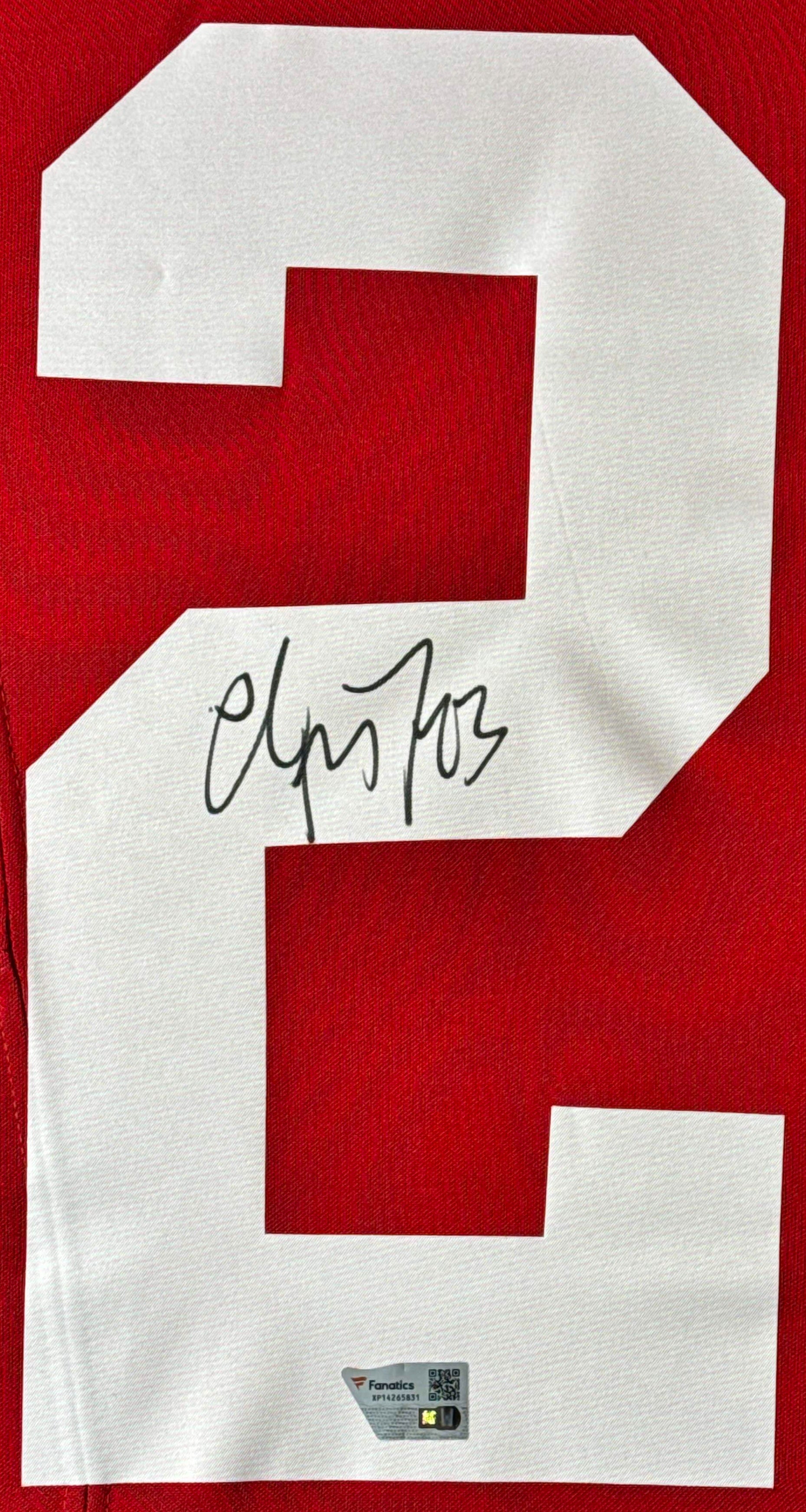 Christian McCaffrey Signed San Francisco 49ers Nike Jersey Framed Fanatics COA - Close up of Number