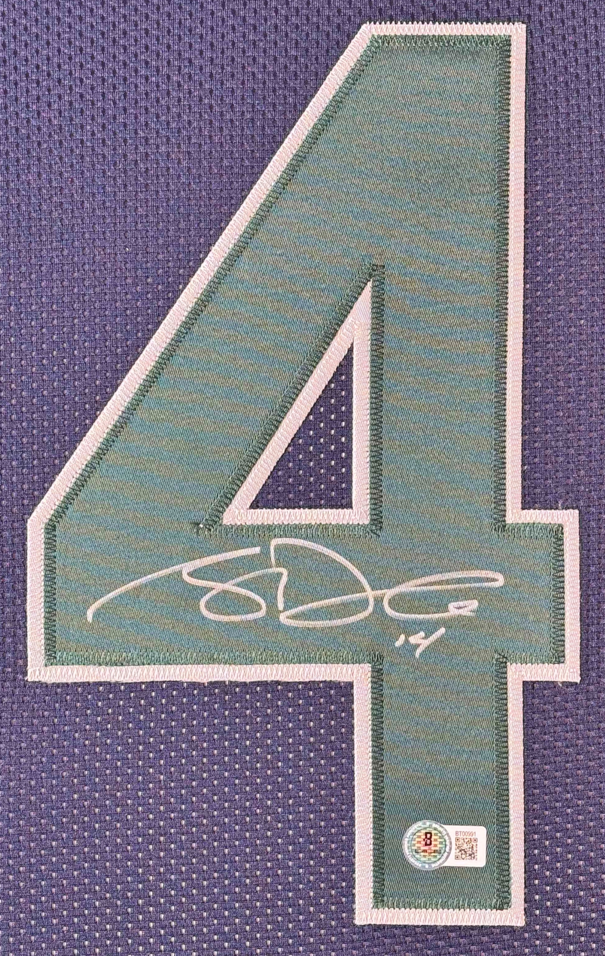 Sam Darnold Signed Seattle Seahawks Jersey Framed Beckett COA - Close up of Number