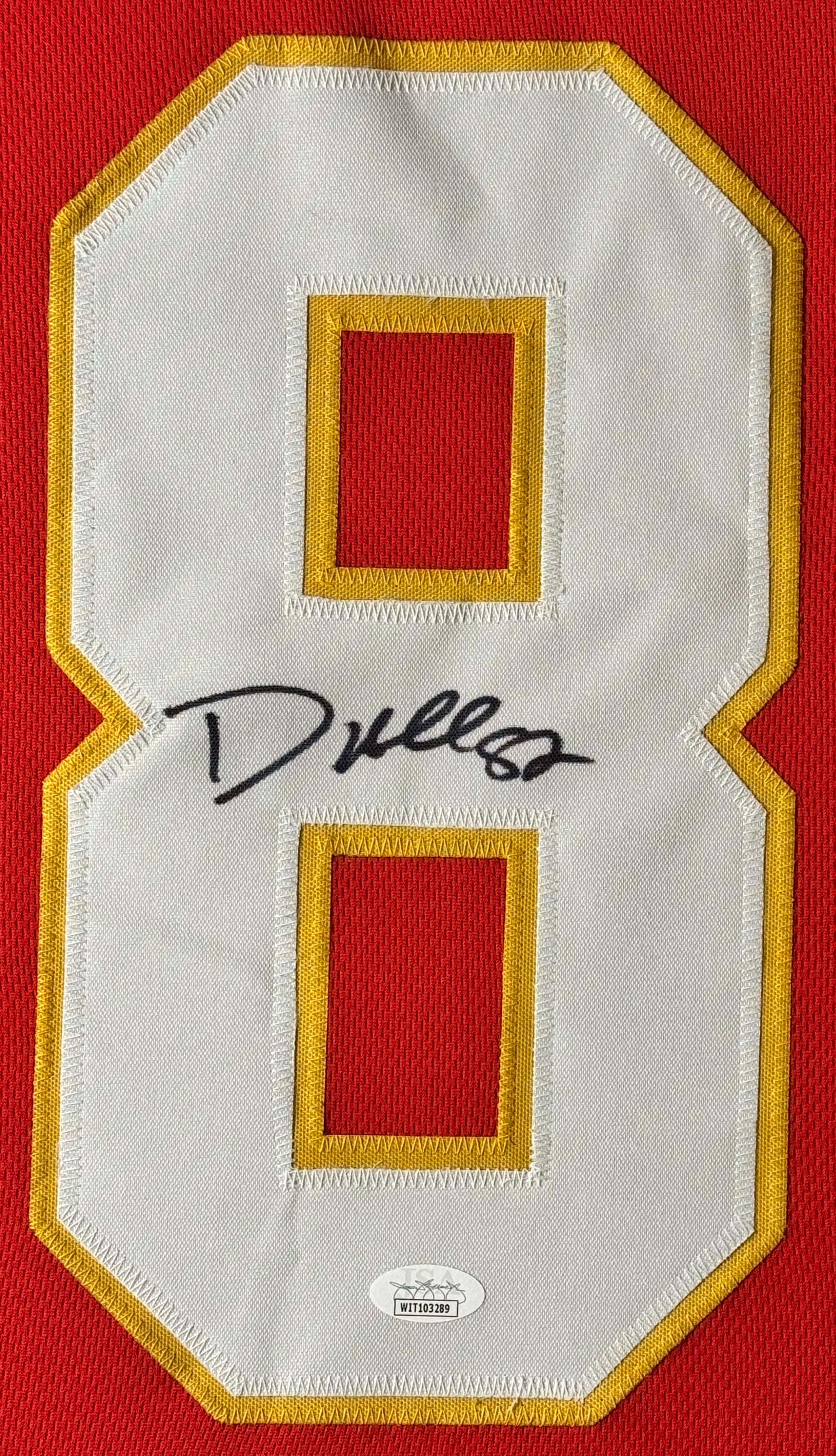 Dante Hall Signed Kansas City Chiefs Jersey Framed JSA COA - Close up of Number