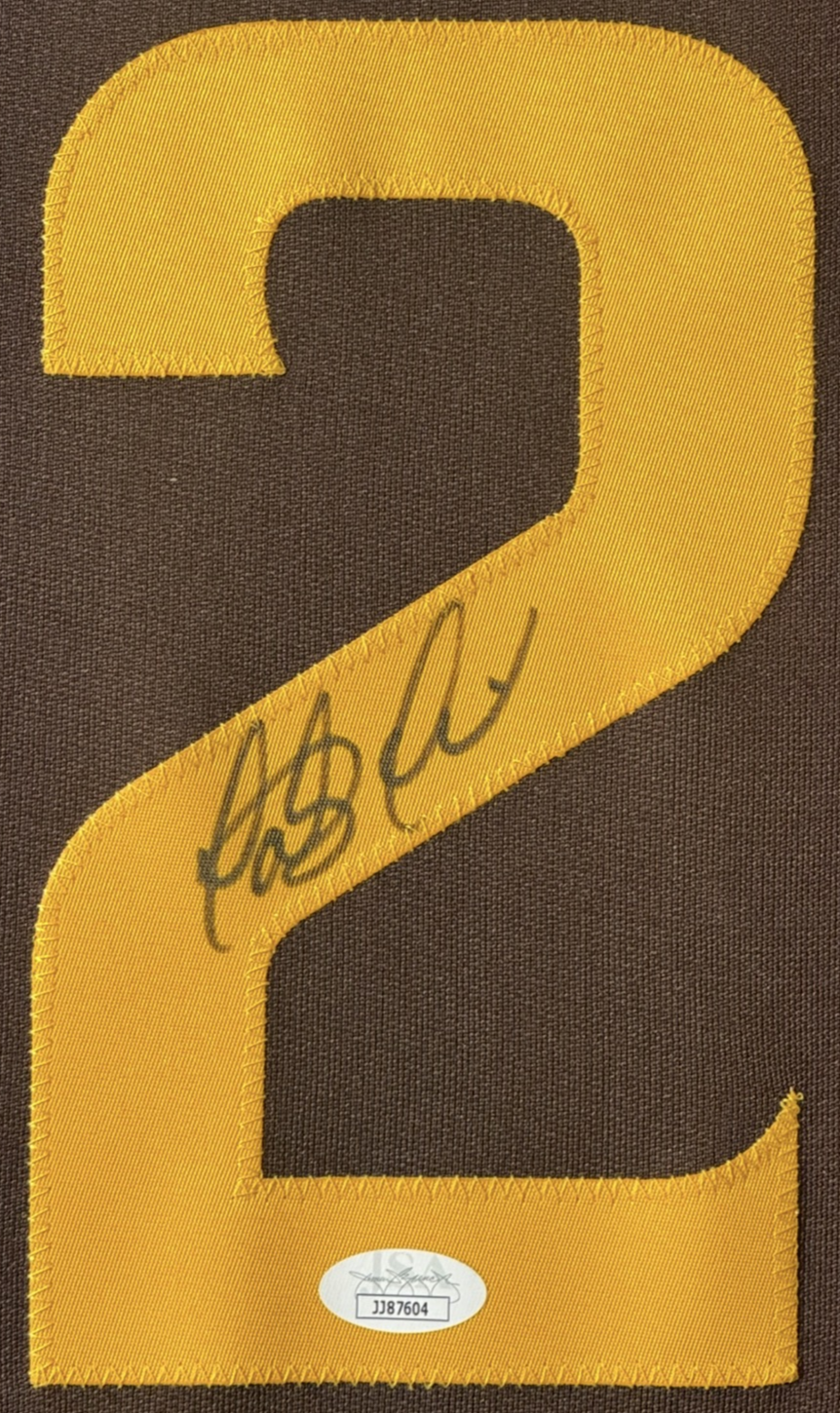 Fernando Tatis Jr. Signed San Diego Padres Jersey Framed JSA COA - Close up of Number