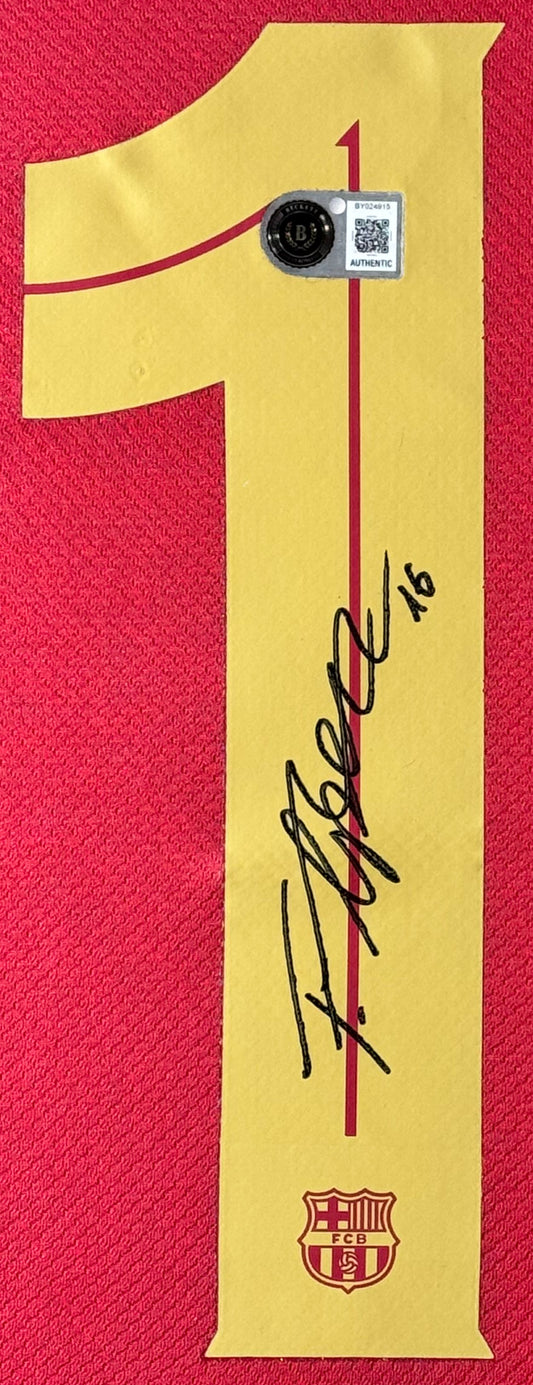 Fermin Lopez Signed FC Barcelona Nike Jersey Framed Beckett COA - Close up of Number