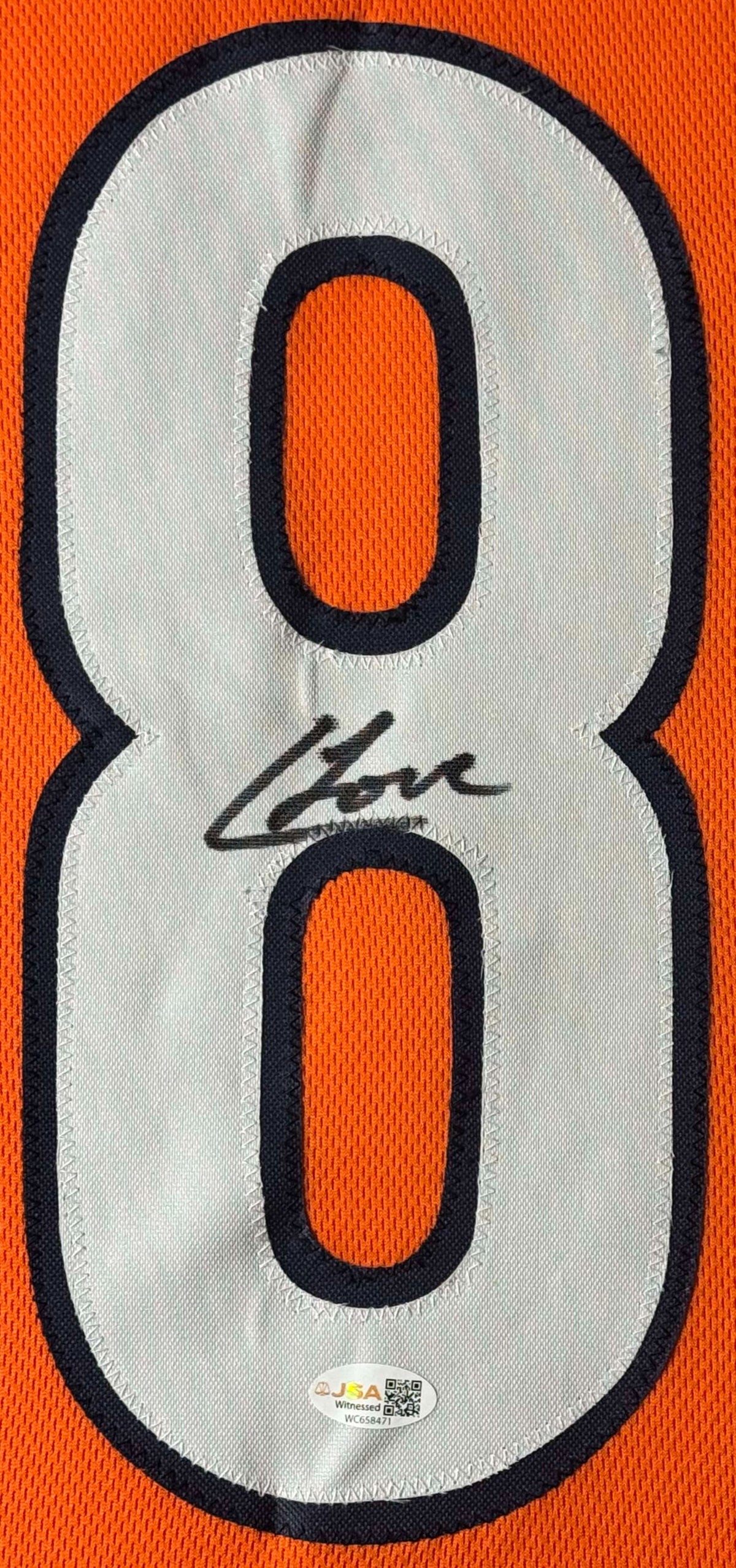 Colston Loveland Signed Chicago Bears Jersey Framed JSA COA - Close up of Number