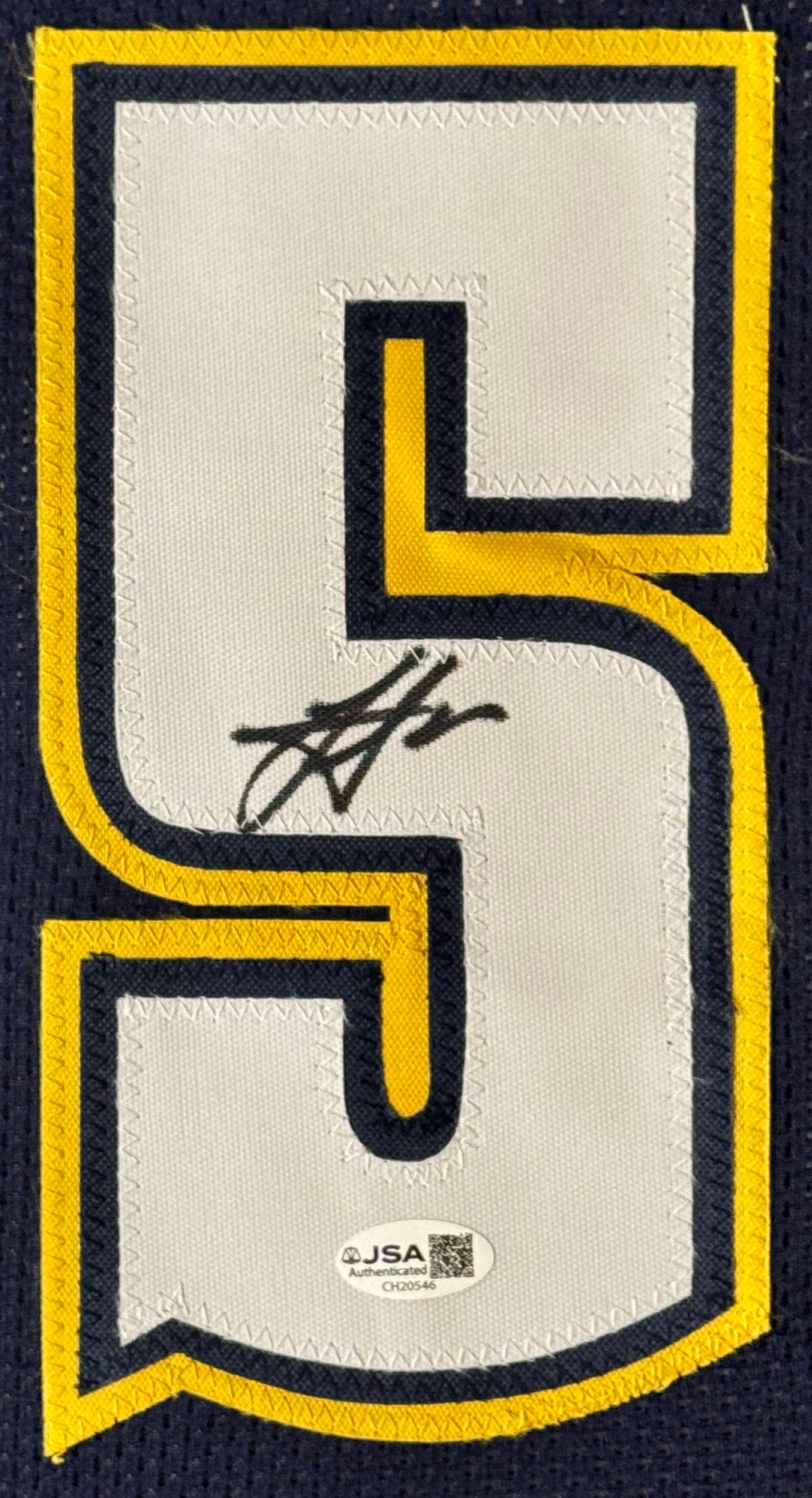 Nikola Jokic Signed Denver Nuggets Jersey Framed JSA COA - Close up of Number