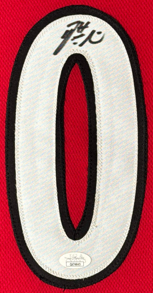 Damian Lillard Signed Portland Trail Blazers Jersey Framed JSA COA - Close up of Number