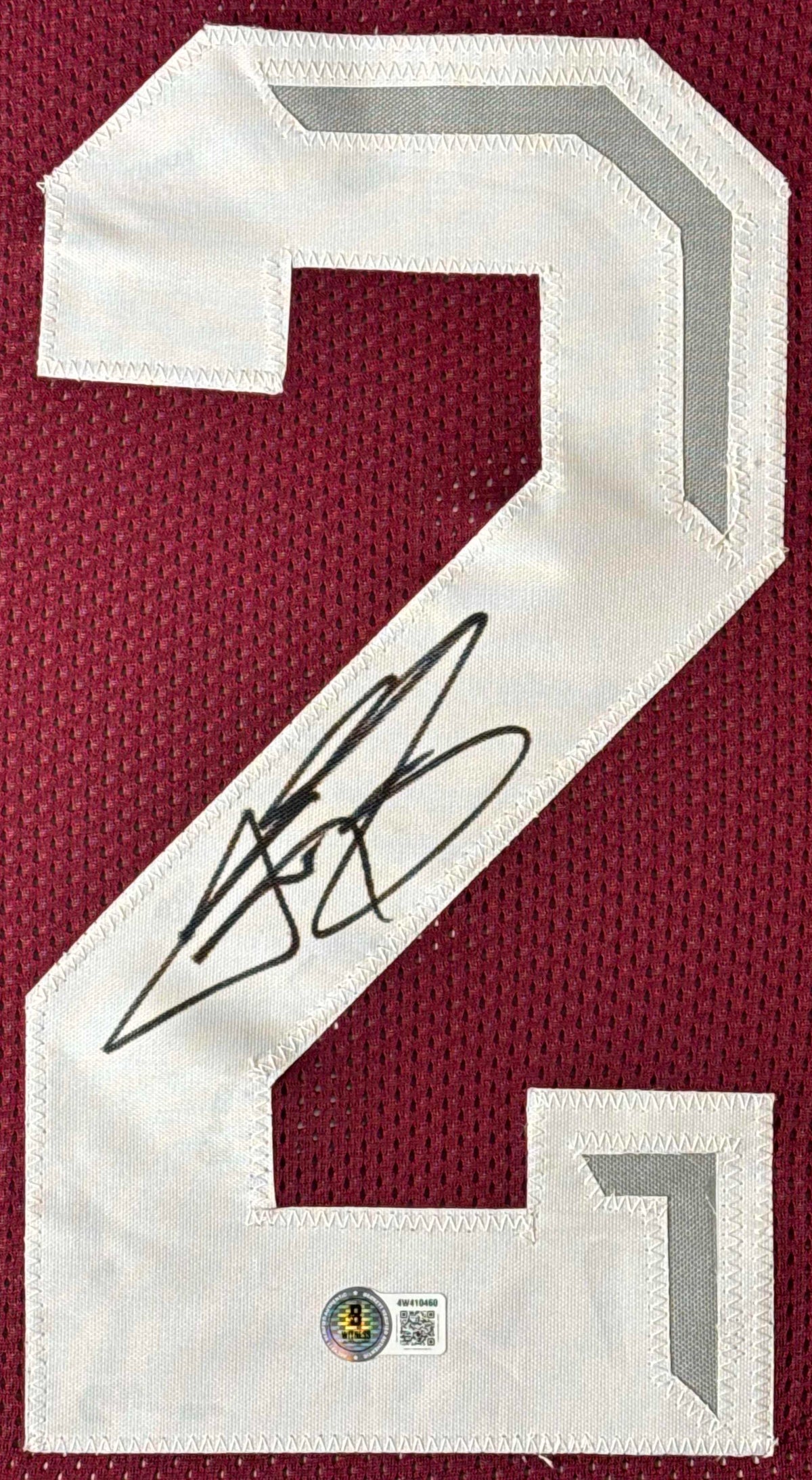 Johnny Manziel Signed A&M Aggies Jersey Framed Beckett COA - Close up of Number