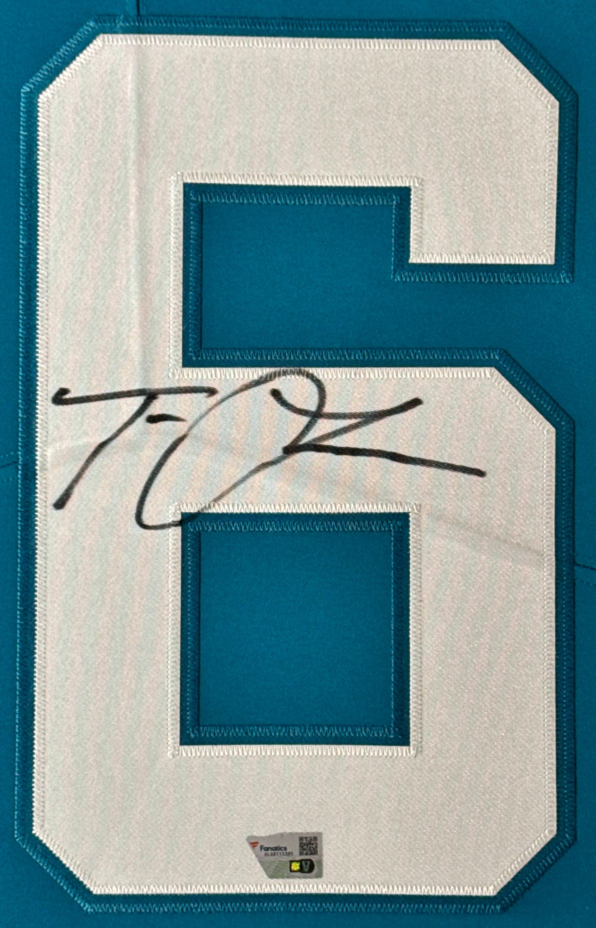 Trevor Lawrence Signed Jacksonville Jaguars Nike Jersey Framed Fanatics COA - Close up of Number