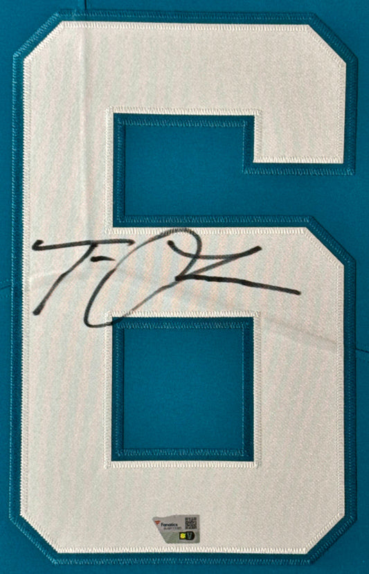 Trevor Lawrence Signed Jacksonville Jaguars Nike Jersey Framed Fanatics COA - Close up of Number