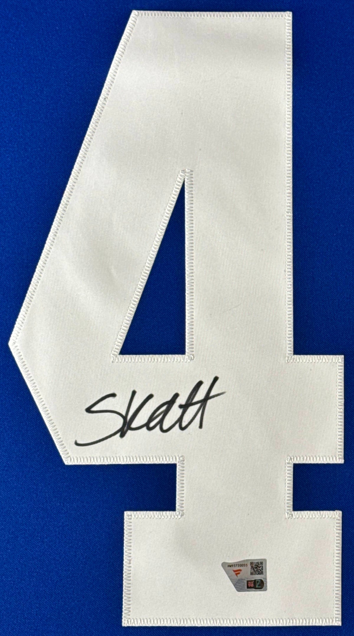 Cam Skattebo Signed New York Giants Nike Jersey Framed Fanatics COA - Close up of Number