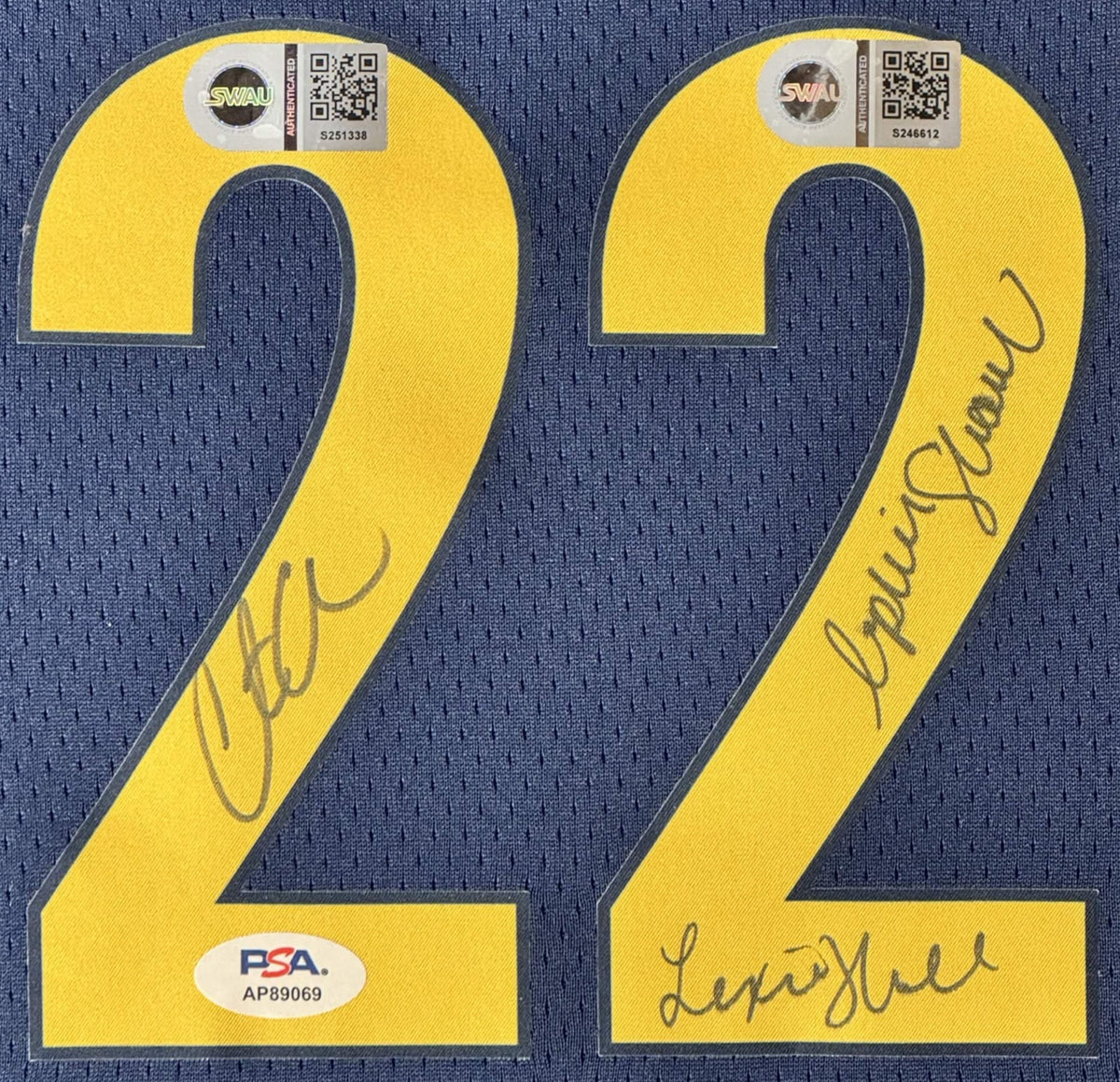 Caitlin Clark, Sophie Cunningham, And Lexie Hull Signed Indiana Fever Nike Jersey Framed PSA & SWAU COA - Close up of Number