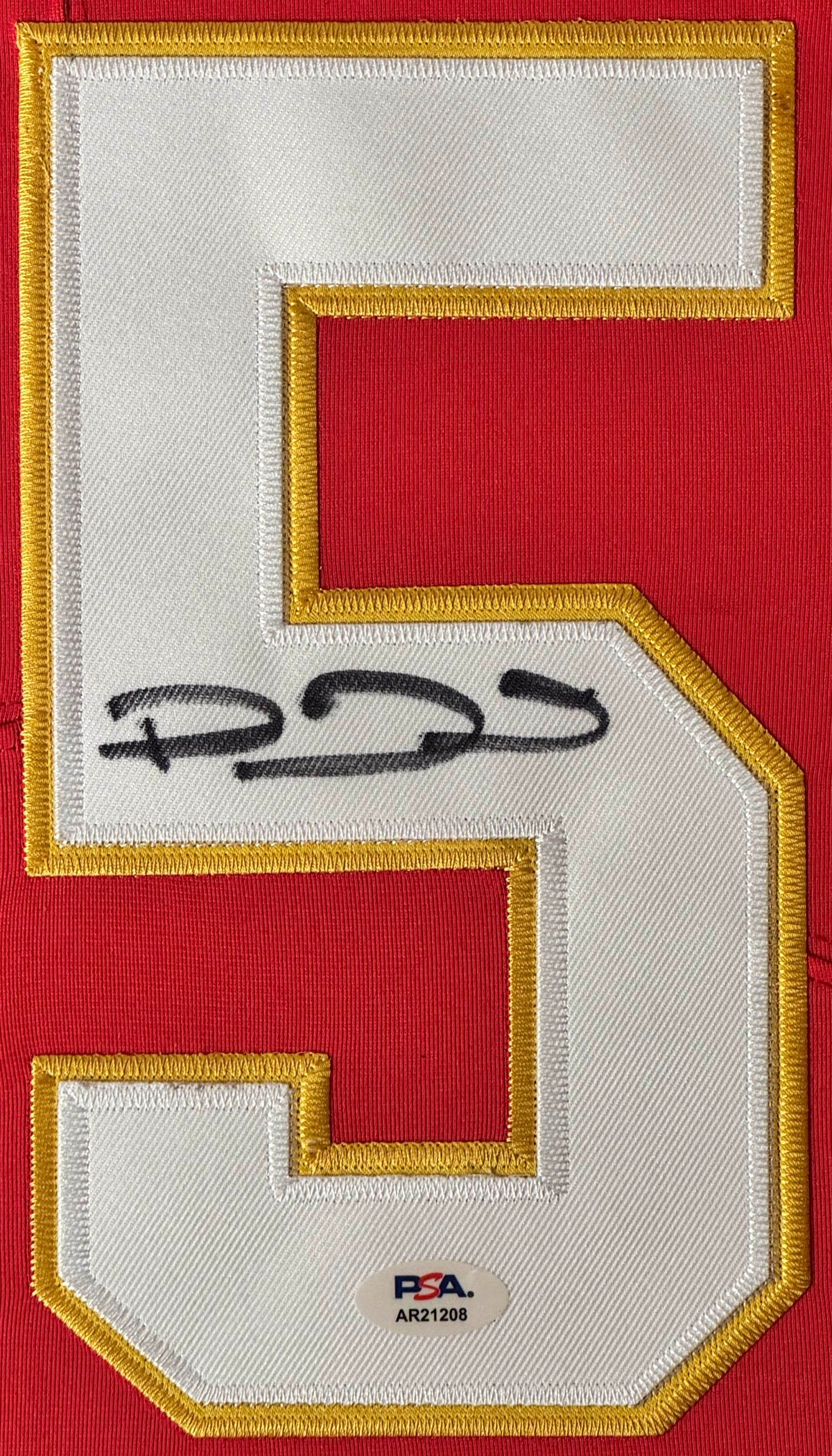 Patrick Mahomes Signed Kansas City Chiefs Nike Jersey Framed PSA LOA & COA - Close up of Number