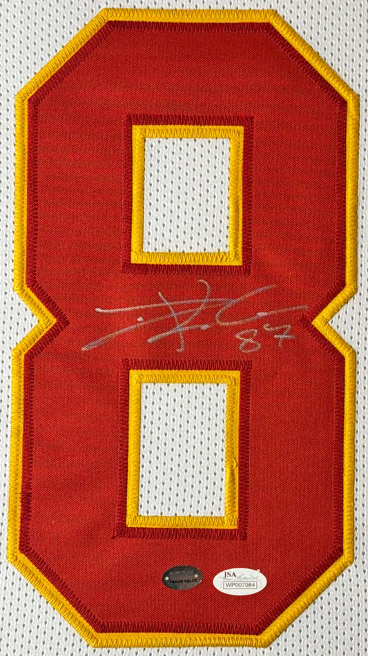 Travis Kelce Signed Kansas City Chiefs Jersey Framed JSA & GTSM COA - Close up of Number