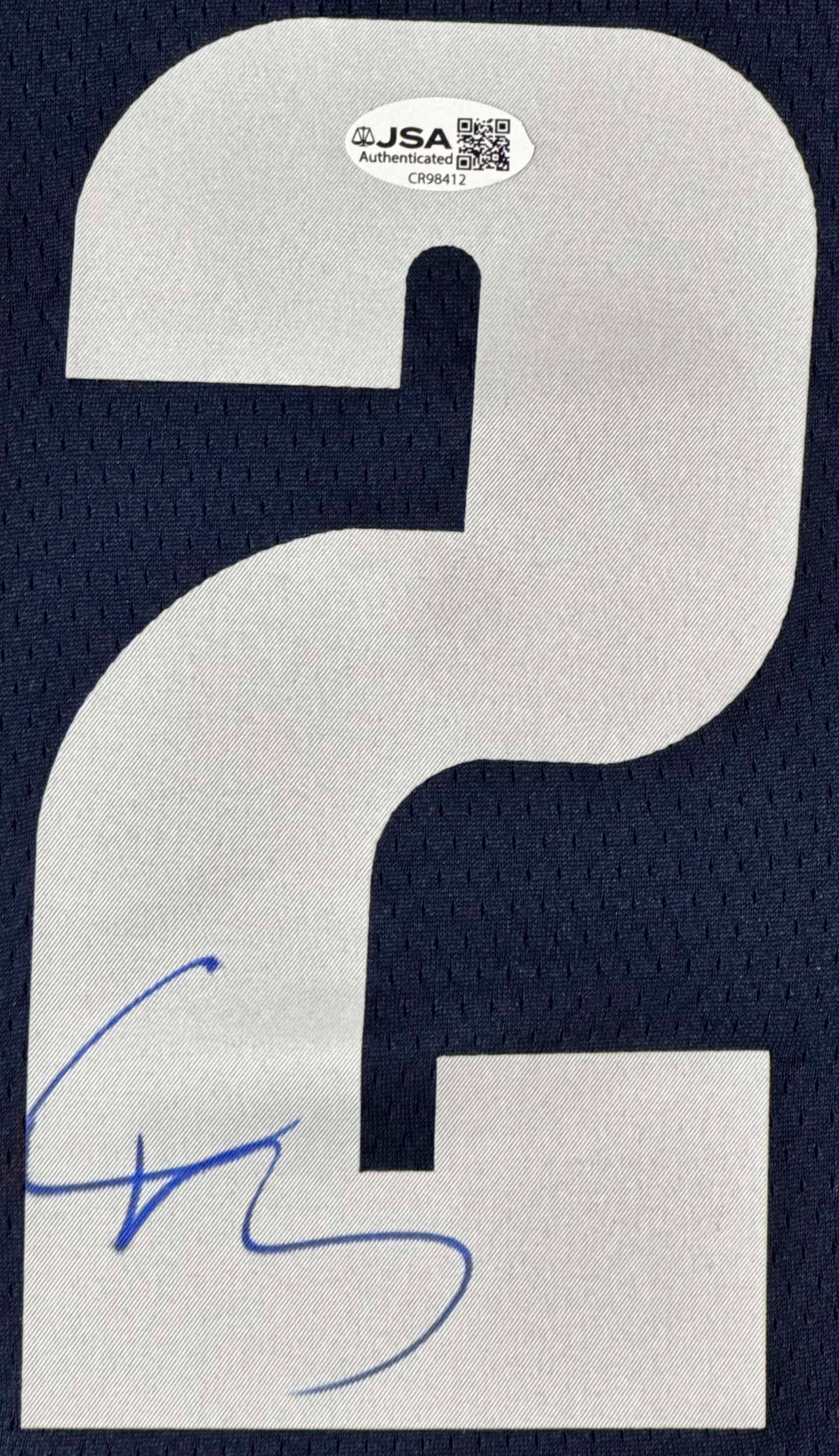 Cooper Flagg Signed Dallas Mavericks Nike Jersey Framed JSA COA - Close up of Number