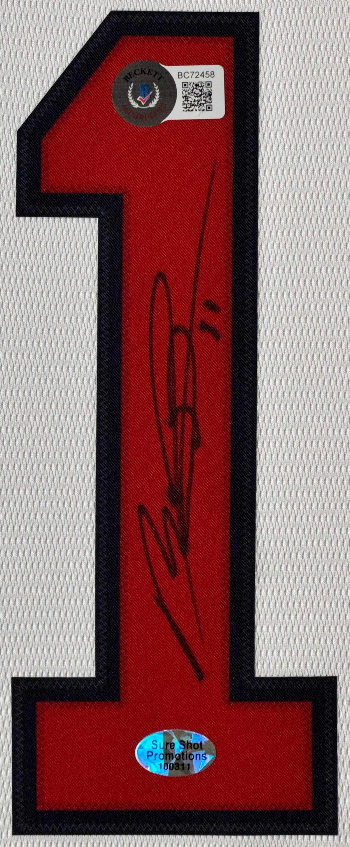 Rafael Devers Signed Boston Red Sox Jersey Framed Beckett COA - Close up of Number