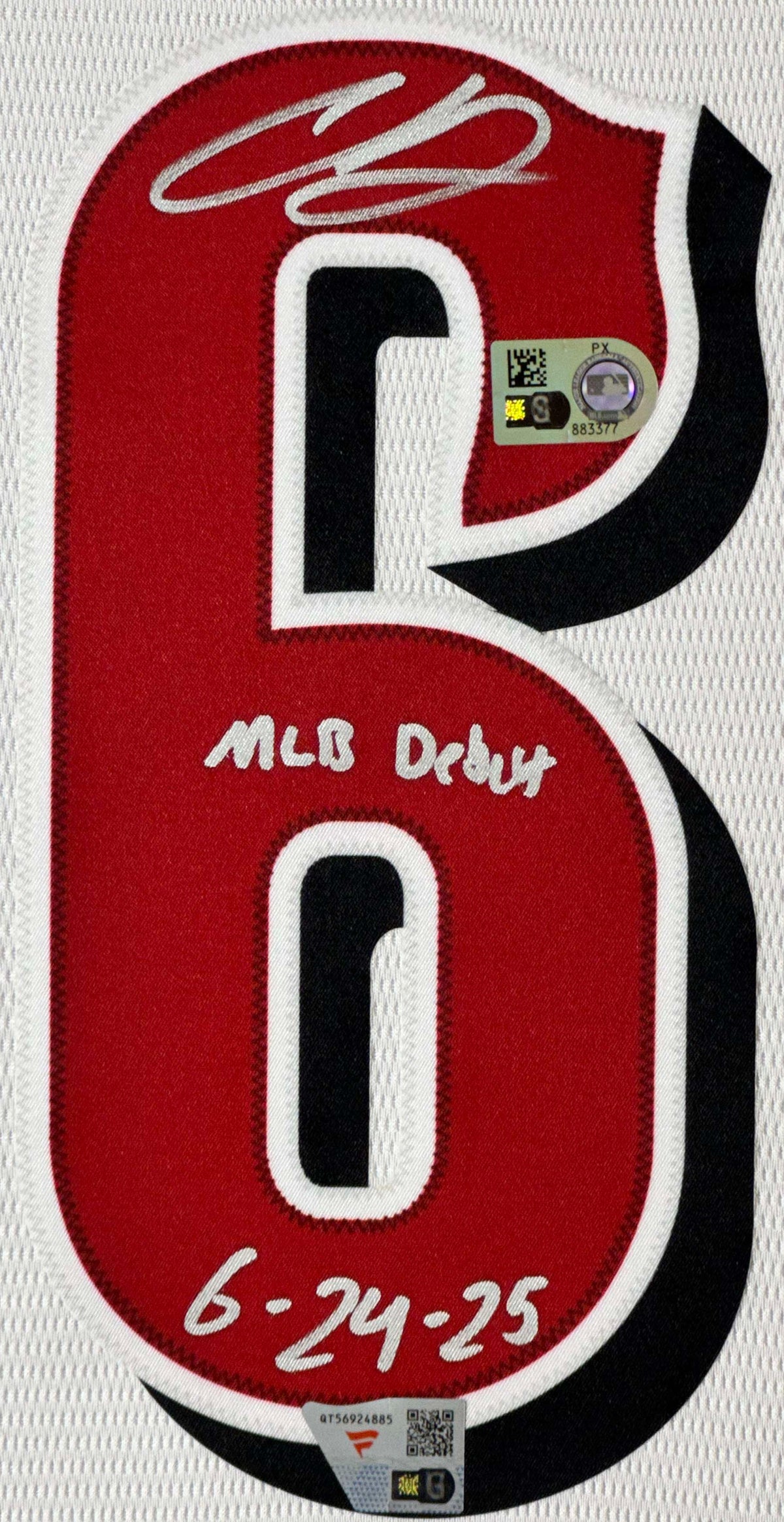 Chase Burns Signed Cincinnati Reds Nike Jersey Framed MLB & Fanatics COA INSCRIBED - Close up of Number