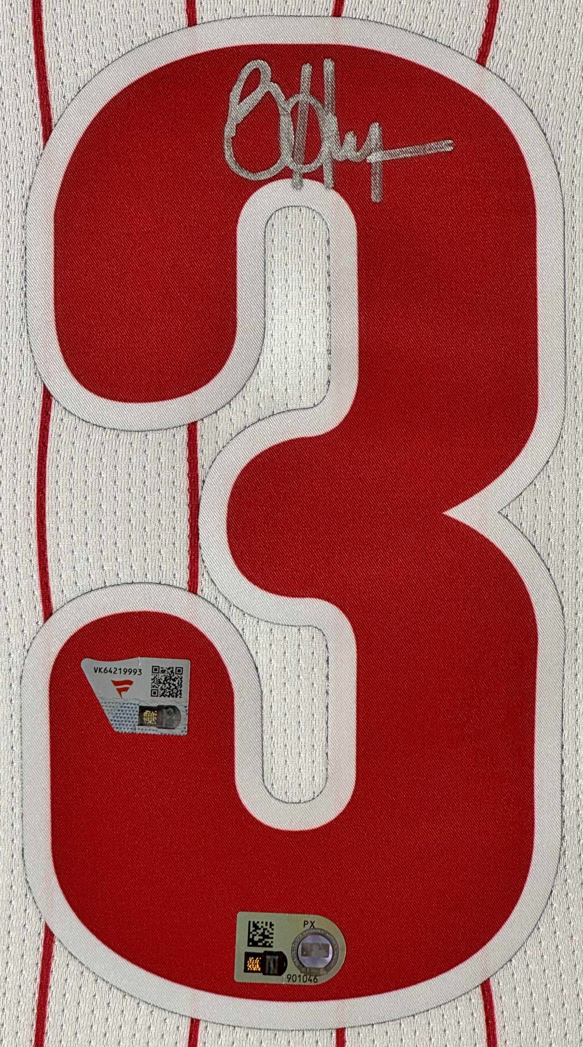Bryce Harper Signed Philadelphia Phillies Nike Jersey Framed Fanatics & MLB LOA & COA - Close up of Number
