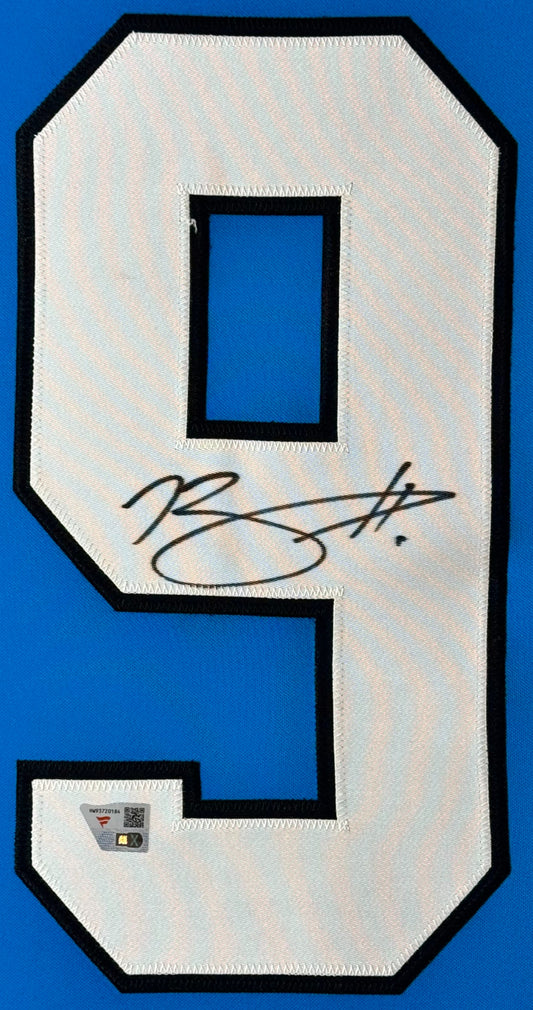 Bryce Young Signed Carolina Panthers Nike Jersey Framed Fanatics COA - Close up of Number