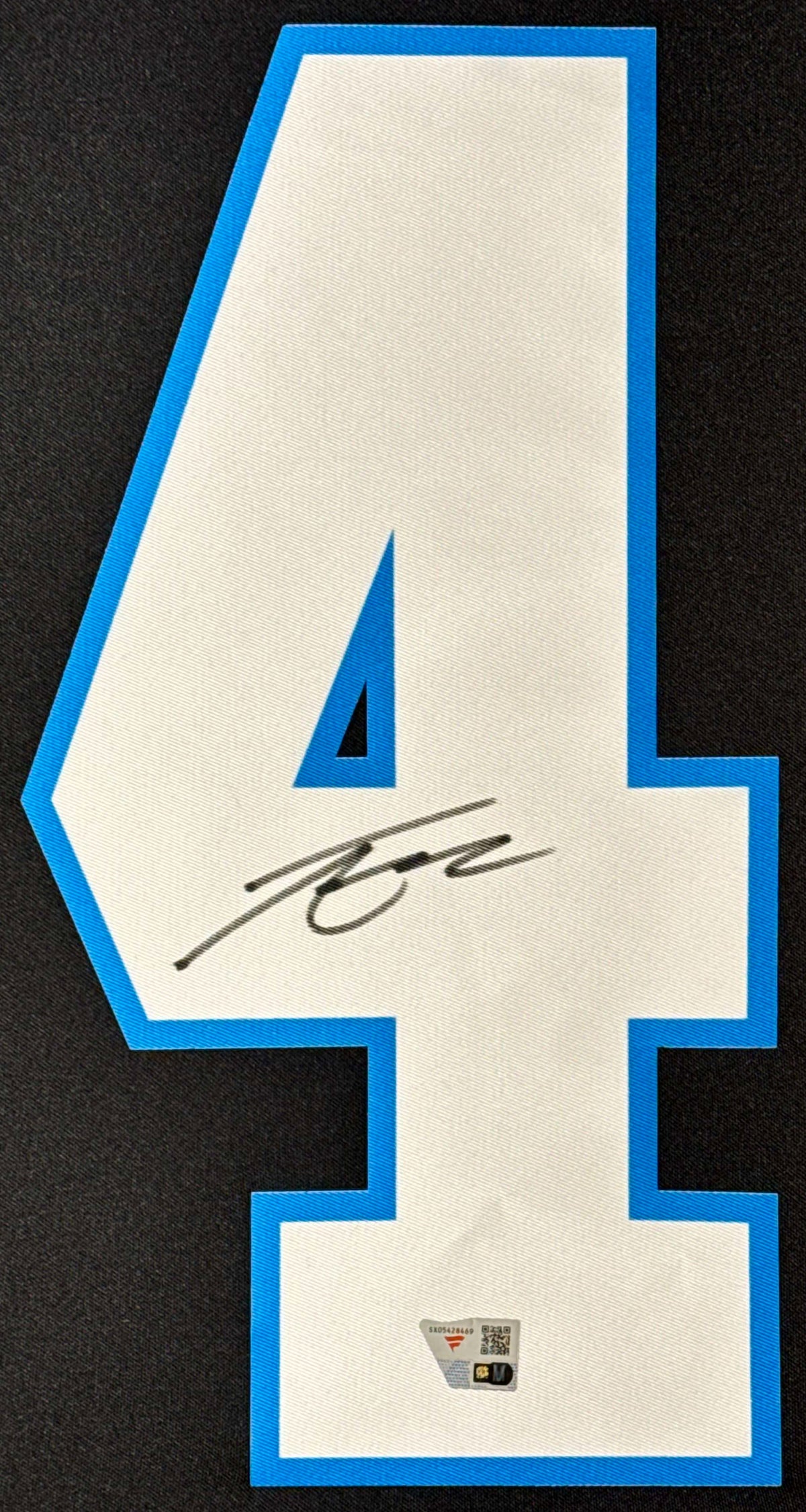 Tetairoa McMillan Signed Carolina Panthers Nike Jersey Framed Fanatics COA - Close up of Number