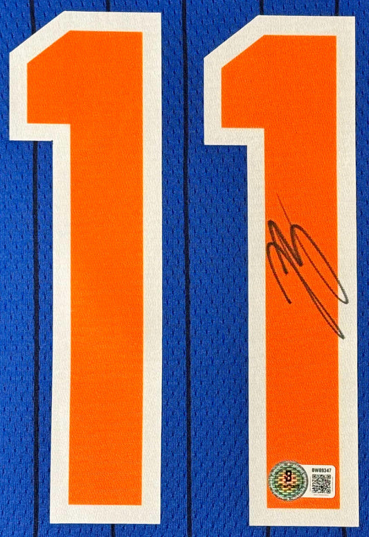 Jalen Brunson Signed New York Knicks Nike Jersey Framed Beckett COA - Close up of Number