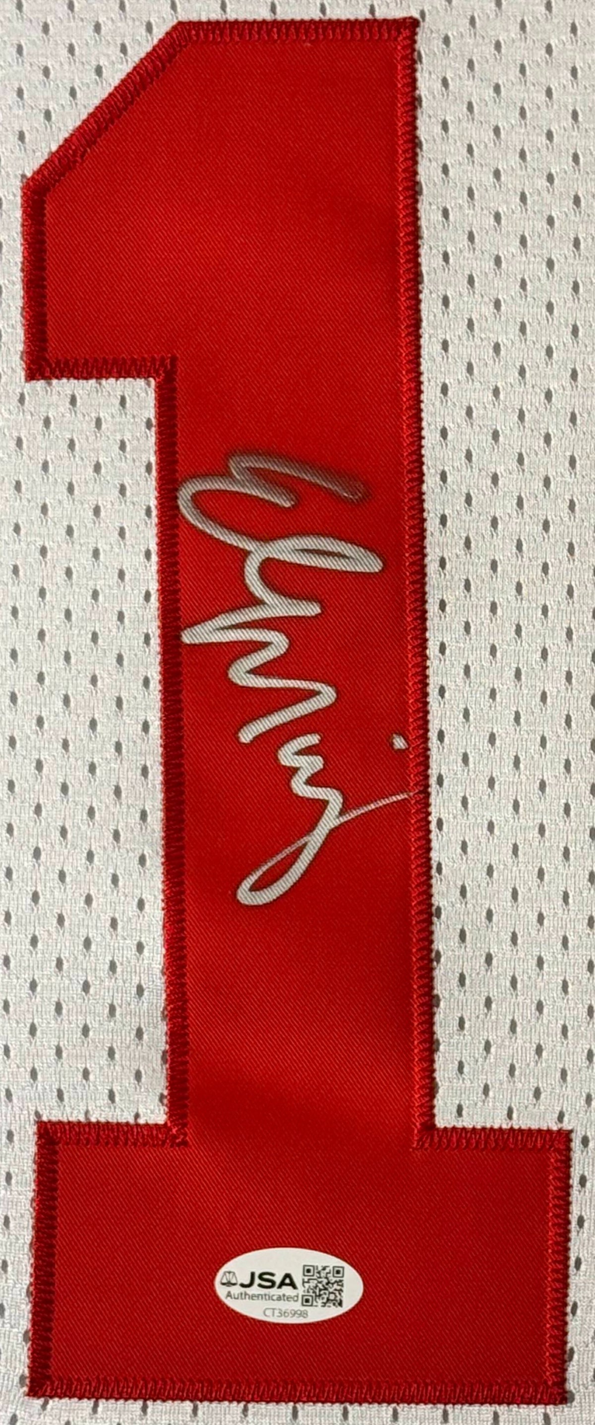 Eli Manning Signed New York Giants Mitchell & Ness Jersey Framed JSA COA - Close up of Number