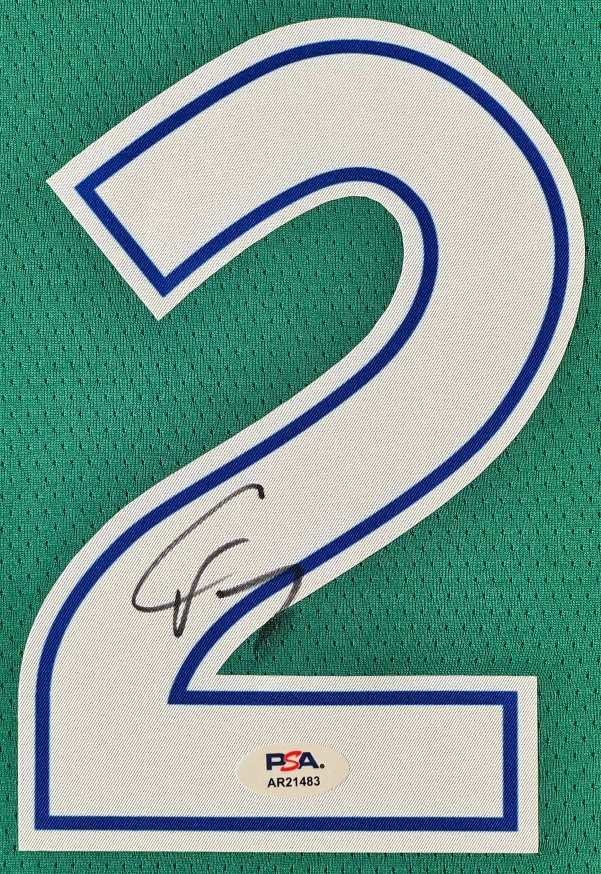 Cooper Flagg Signed Dallas Mavericks Nike Jersey Framed PSA COA - Close up of Number