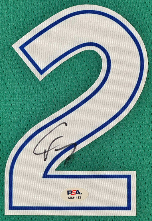 Cooper Flagg Signed Dallas Mavericks Nike Jersey Framed PSA COA - Close up of Number